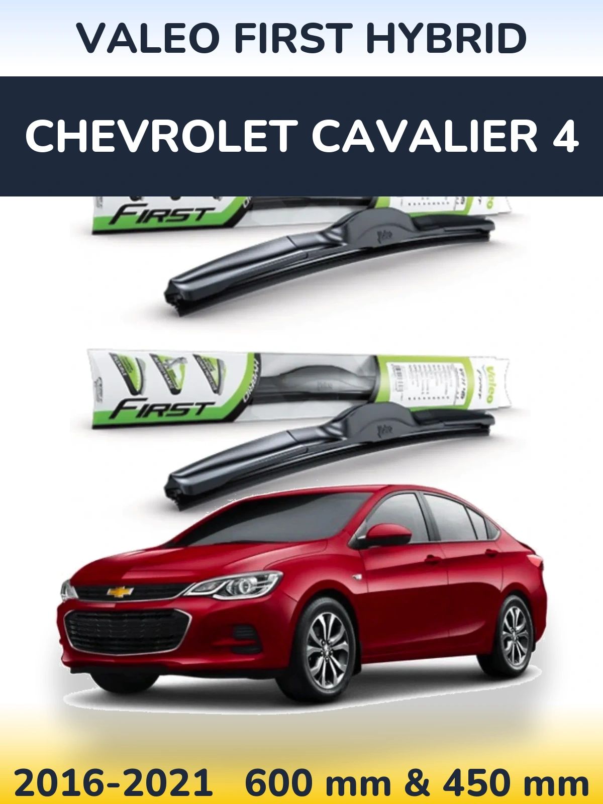 Front wiper blade set Valeo First Hybrid 600 & 450 мм for Chevrolet Cavalier 4 2016-2021
