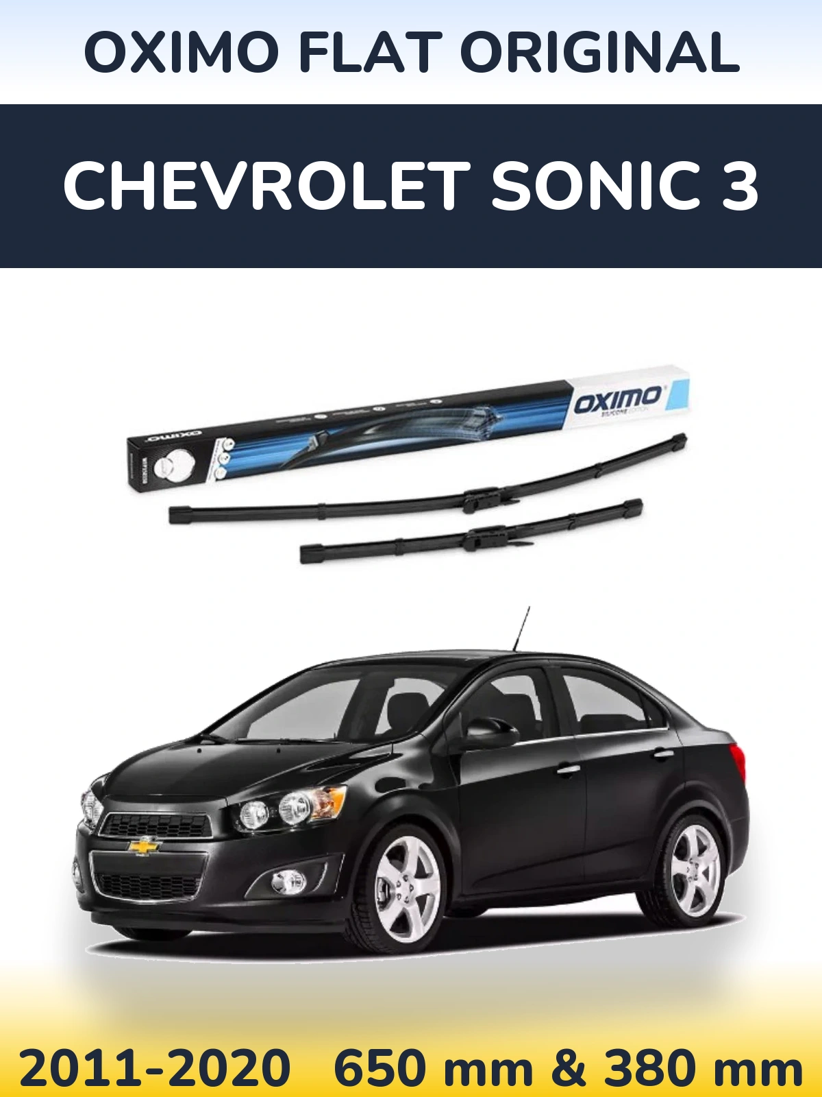 Комплект передних дворников Oximo Flat Original 650 & 380 мм для Chevrolet Sonic 3 2011-2020