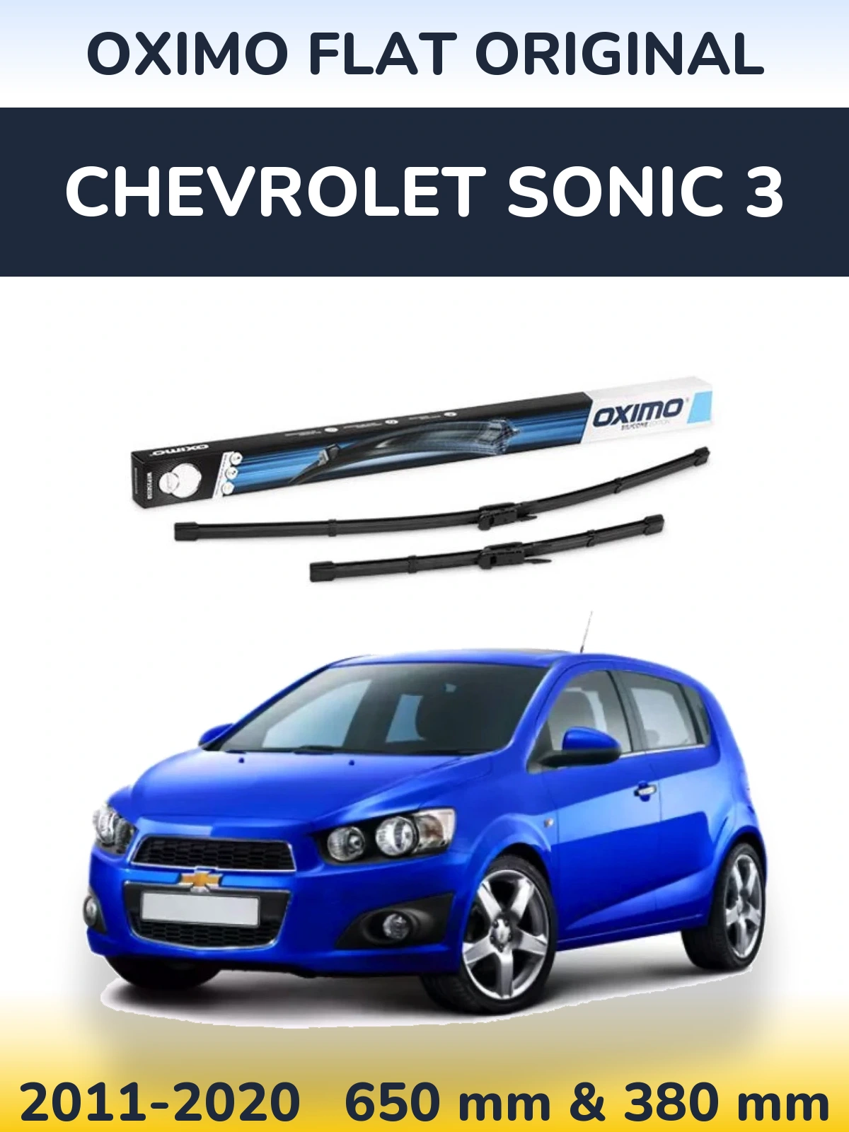 Комплект передних дворников Oximo Flat Original 650 & 380 мм для Chevrolet Sonic 3 2011-2020
