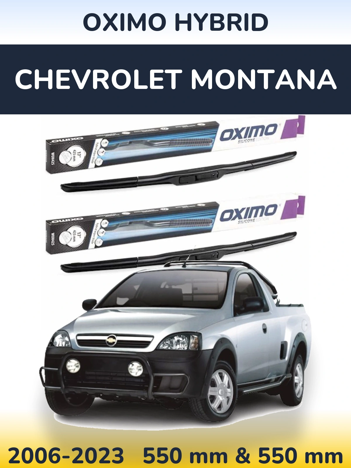 Комплект передних дворников Oximo Hybrid 550 & 550 мм для Chevrolet Montana 2006-2023