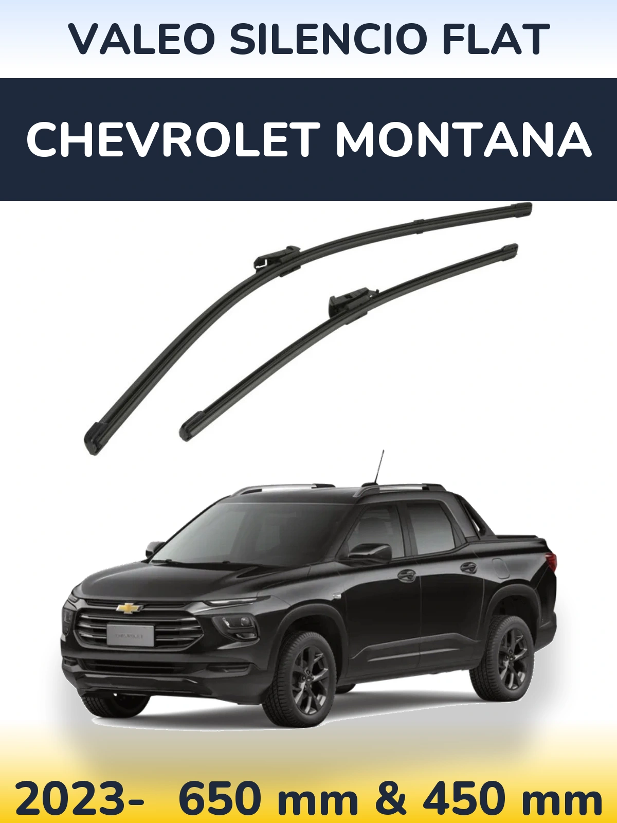 Front wiper blade set Valeo Silencio Flat 650 & 450 мм for Chevrolet Montana 2023-2026