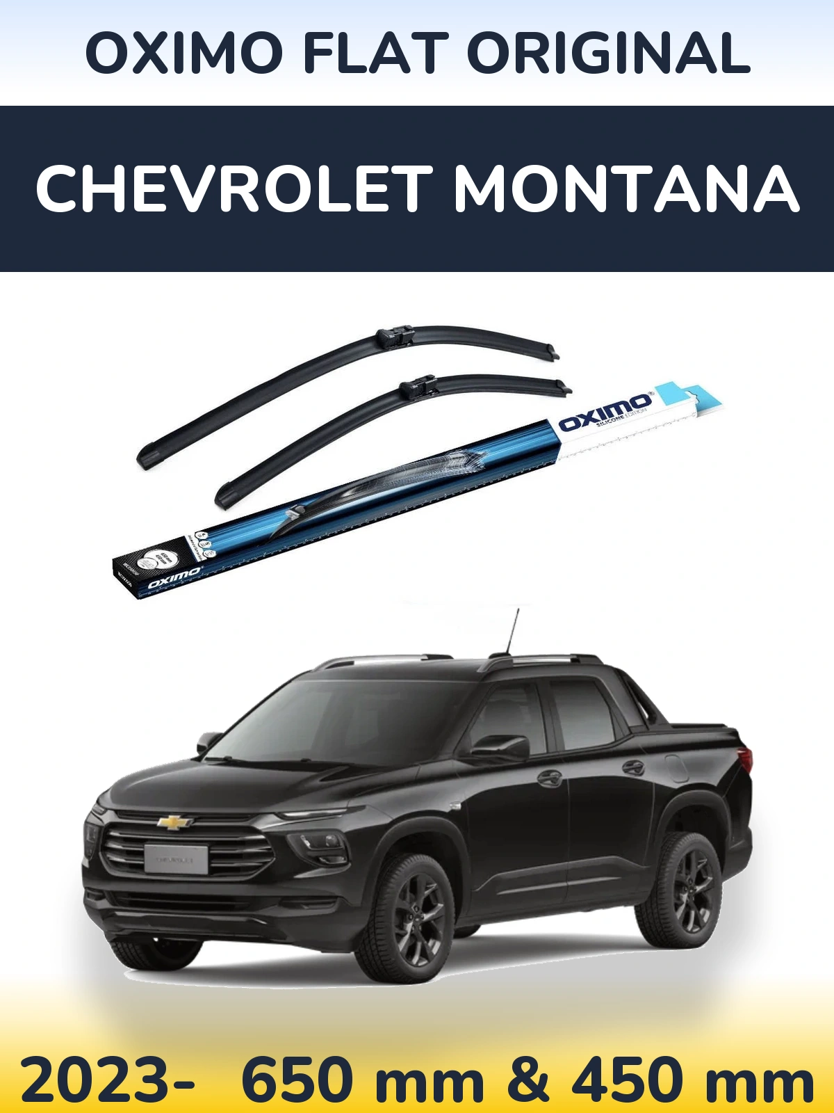 Komplet przednich wycieraczek Oximo Flat Original 650 & 450 mm do Chevrolet Montana 2023-2026