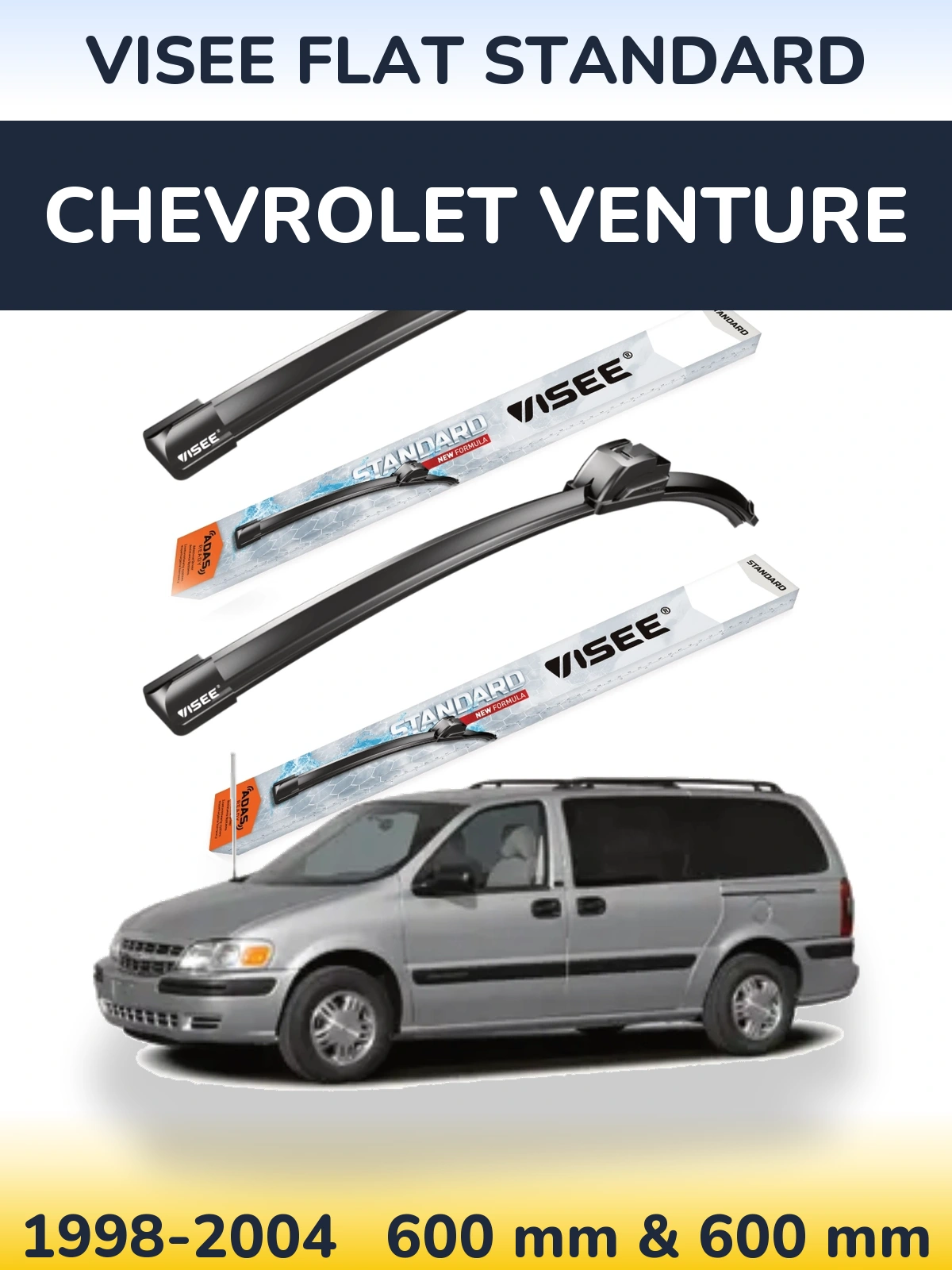 Front wiper blade set VISEE FLAT STANDARD 600 & 600 мм for Chevrolet Venture 1998-2004