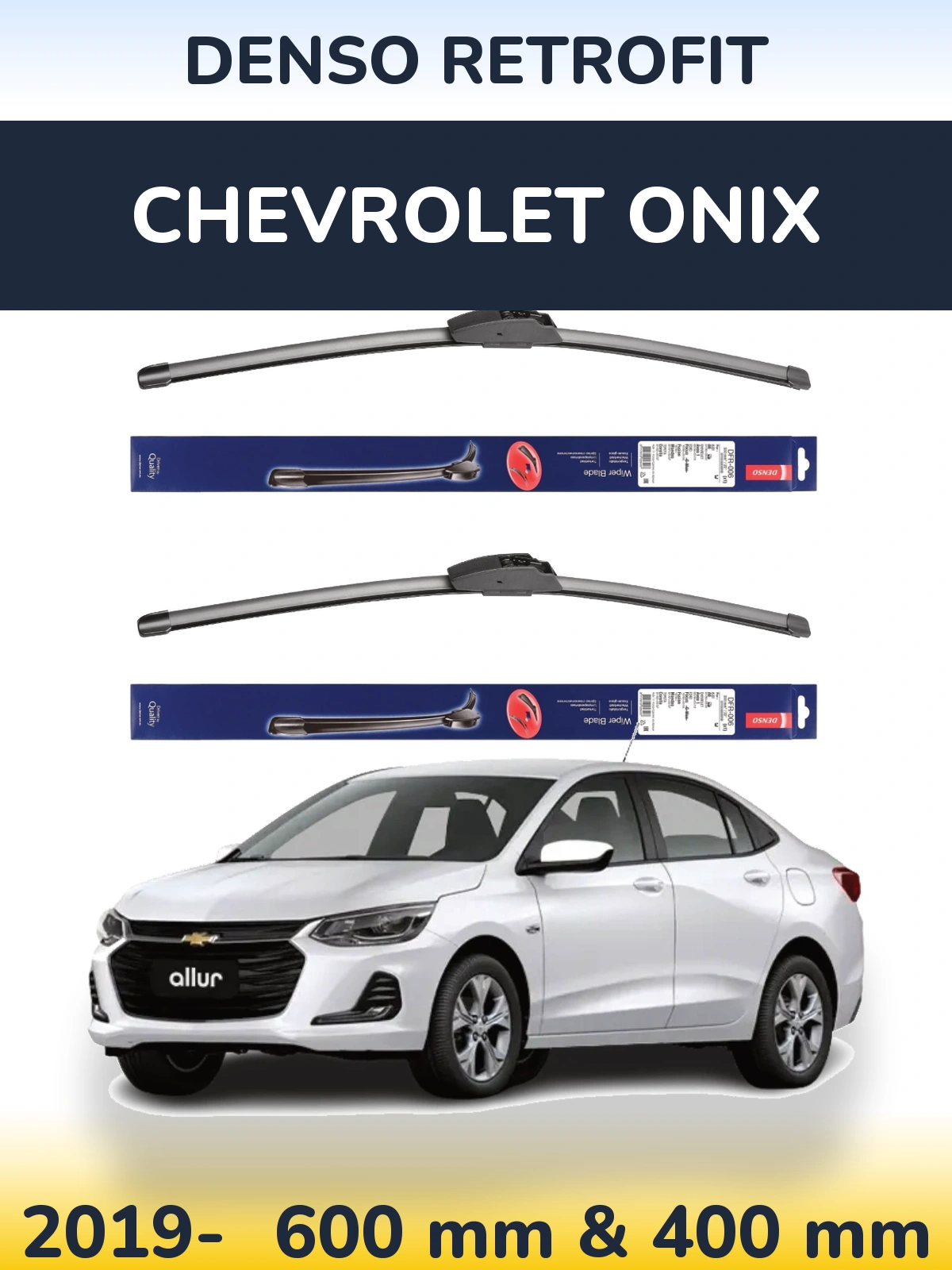 Комплект передних дворников Denso Retrofit 600 & 400 мм для Chevrolet Onix 2019-2026