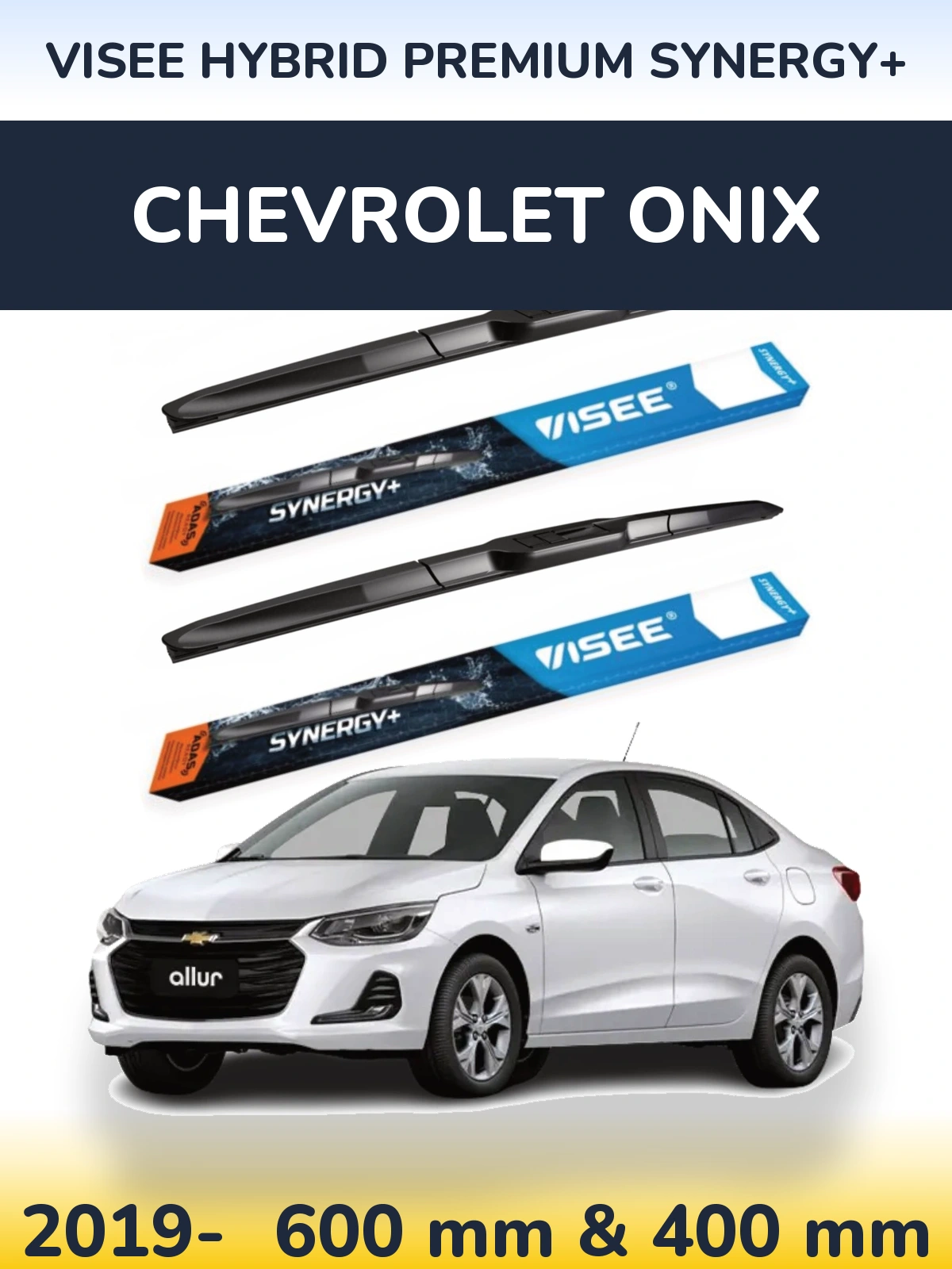 Комплект передних дворников VISEE HYBRID PREMIUM SYNERGY+ 600 & 400 мм для Chevrolet Onix 2019-2026