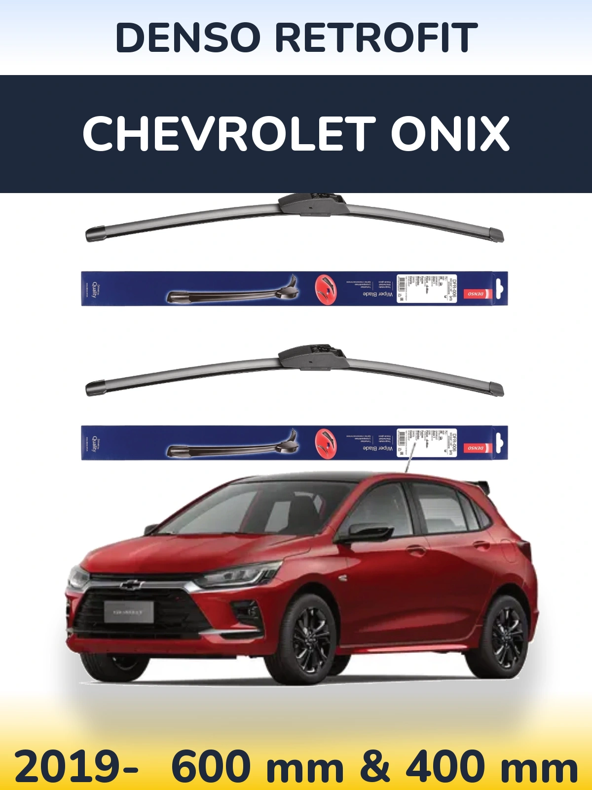 Komplet przednich wycieraczek Denso Retrofit 600 & 400 mm do Chevrolet Onix 2019-2026