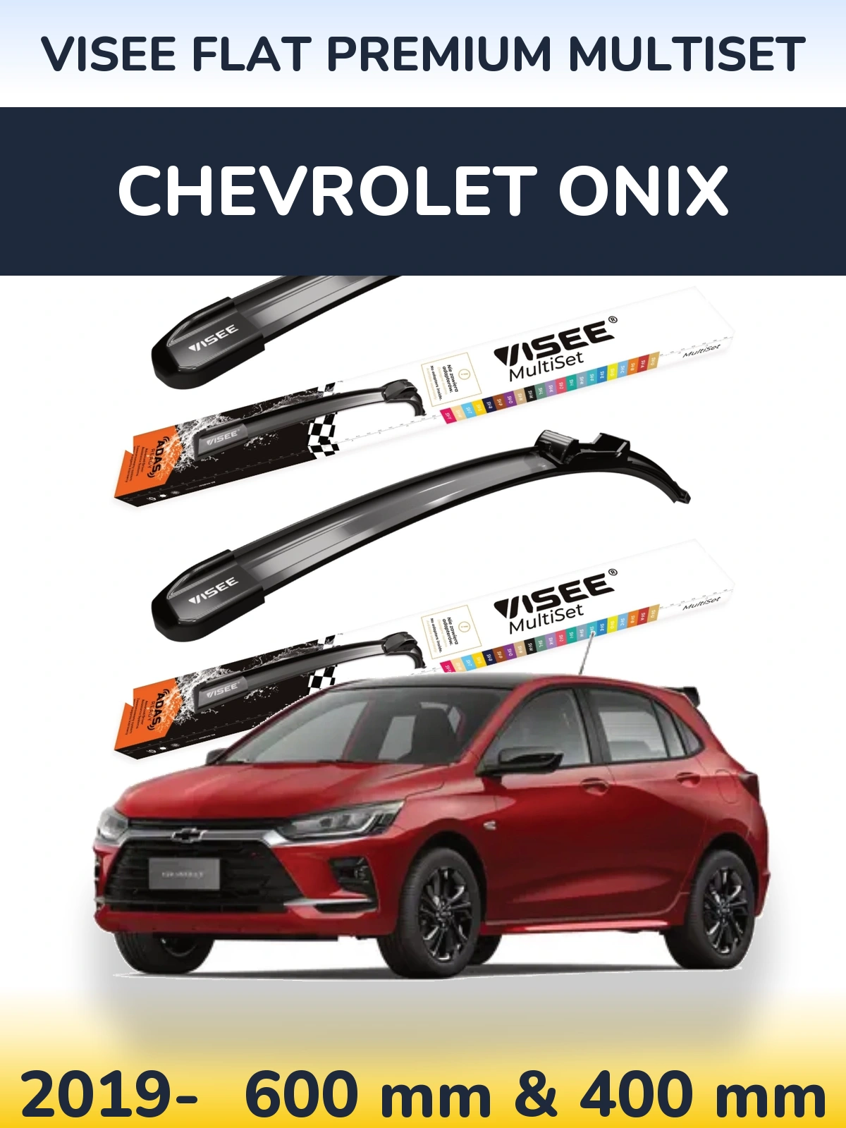 Front wiper blade set VISEE FLAT PREMIUM MultiSet 600 & 400 мм for Chevrolet Onix 2019-2026