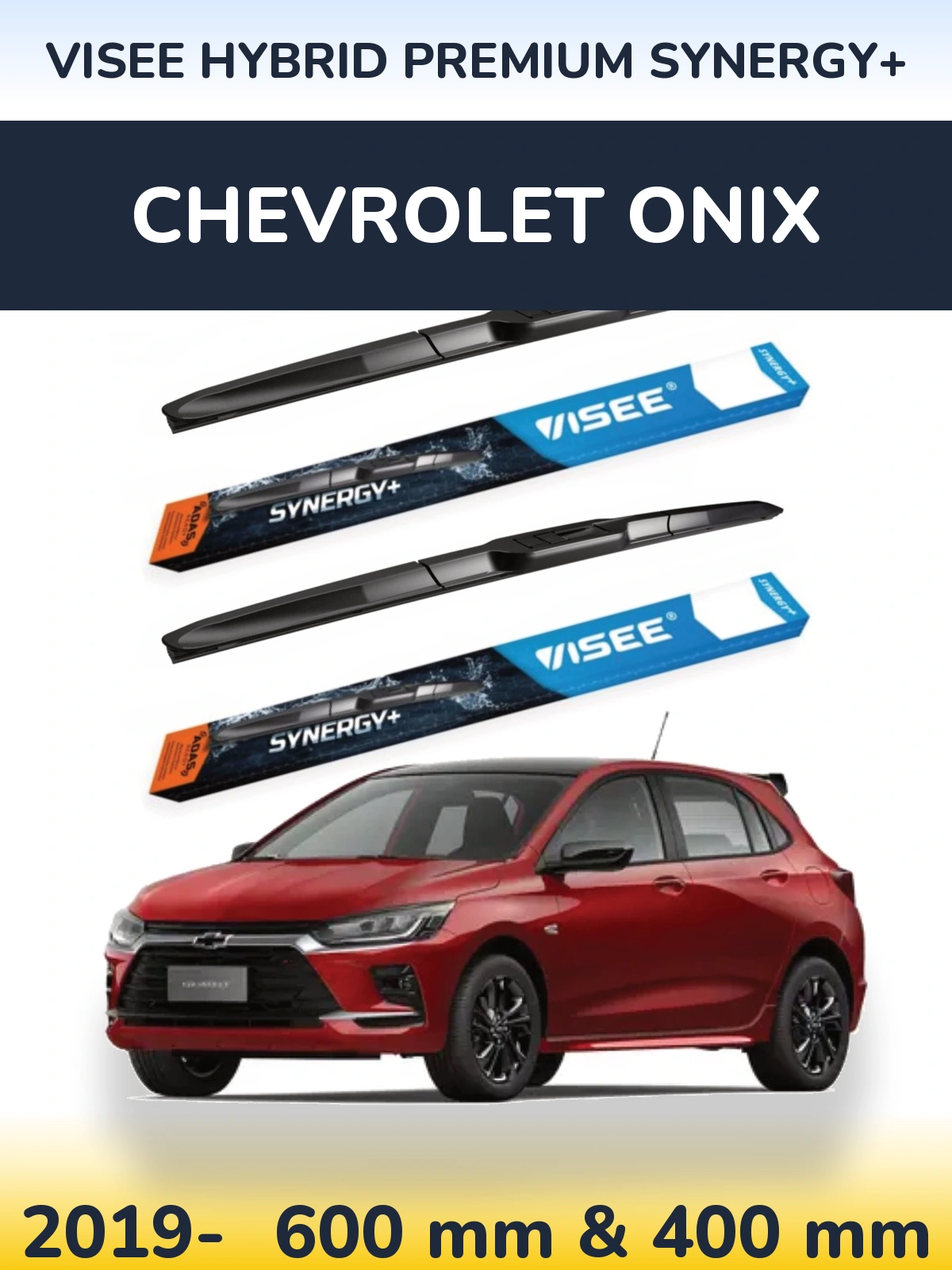 Komplet przednich wycieraczek VISEE HYBRID PREMIUM SYNERGY+ 600 & 400 mm do Chevrolet Onix 2019-2026