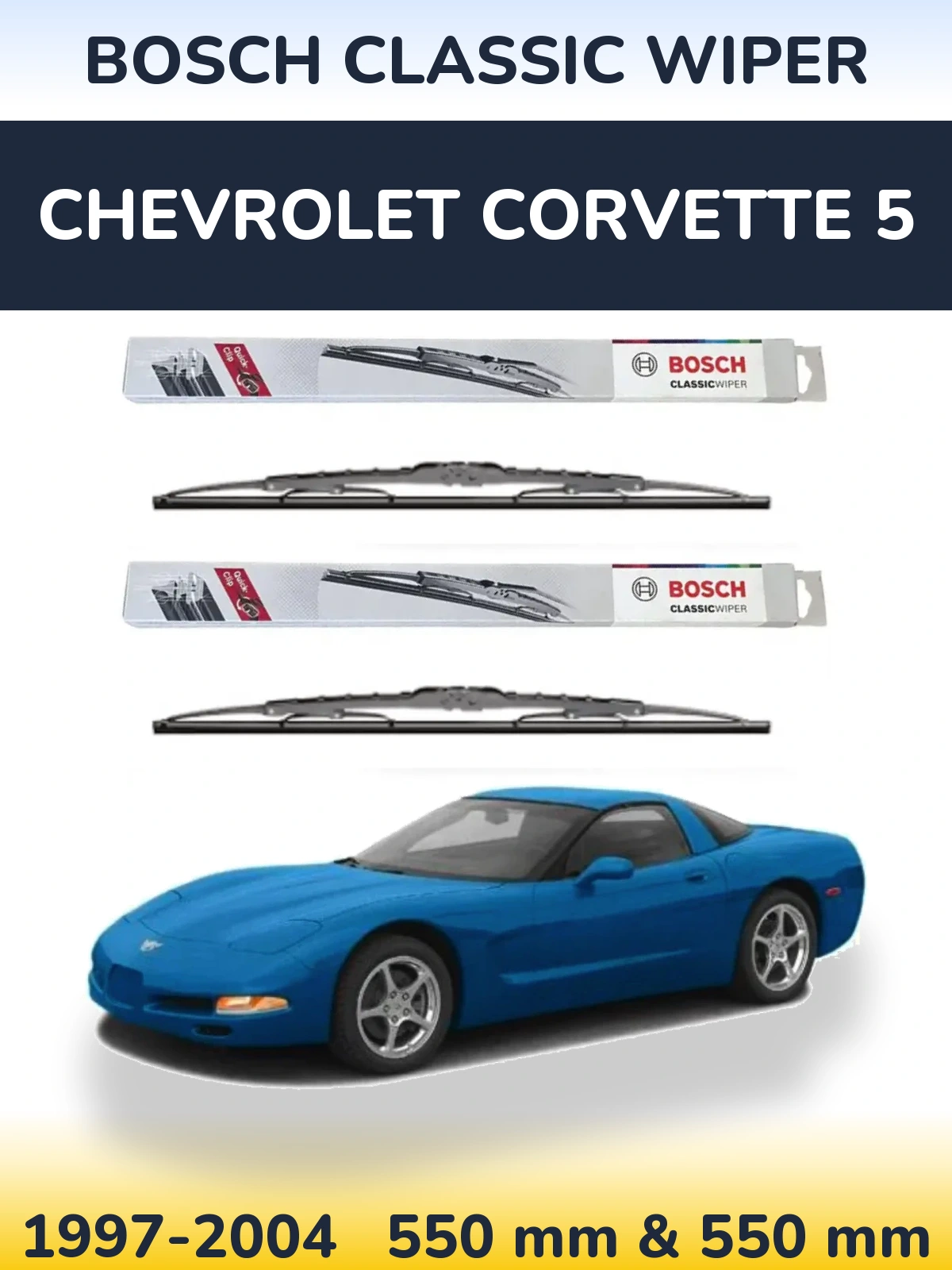 Комплект передних дворников BOSCH Classic Wiper 550 & 550 мм для Chevrolet Corvette 5 1997-2004