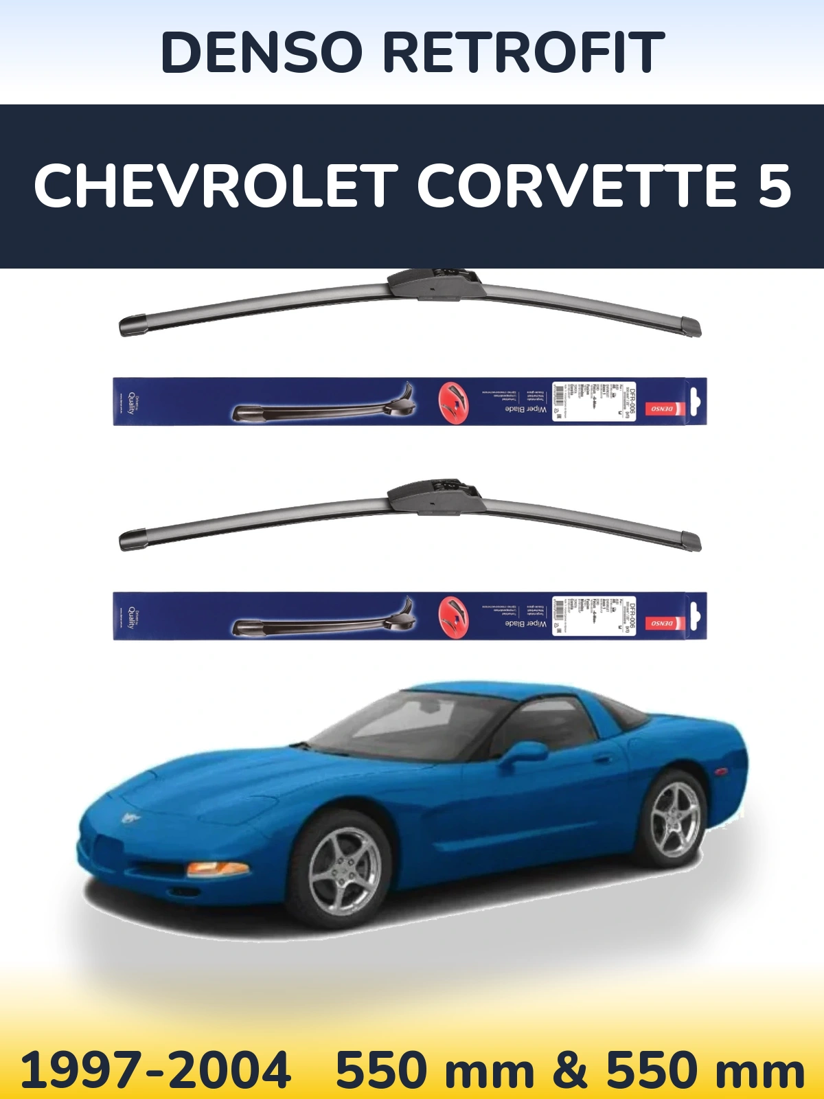 Комплект передних дворников Denso Retrofit 550 & 550 мм для Chevrolet Corvette 5 1997-2004