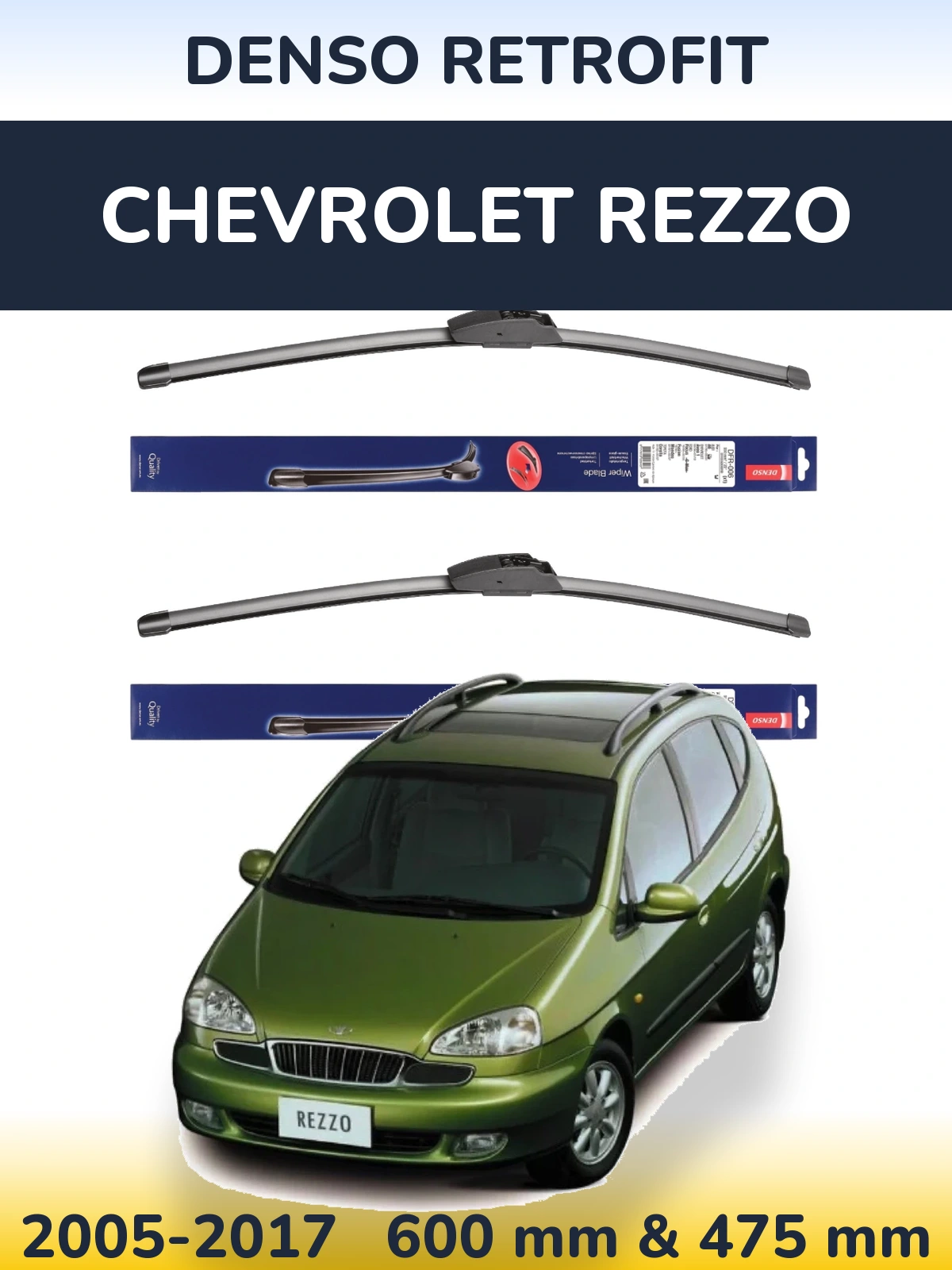 Комплект передних дворников Denso Retrofit 600 & 475 мм для Chevrolet Rezzo 2005-2017