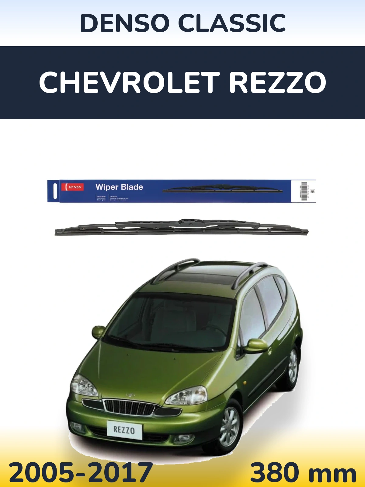 Rear wiper blade Denso Classic 380 mm for Chevrolet Rezzo 2005-2017