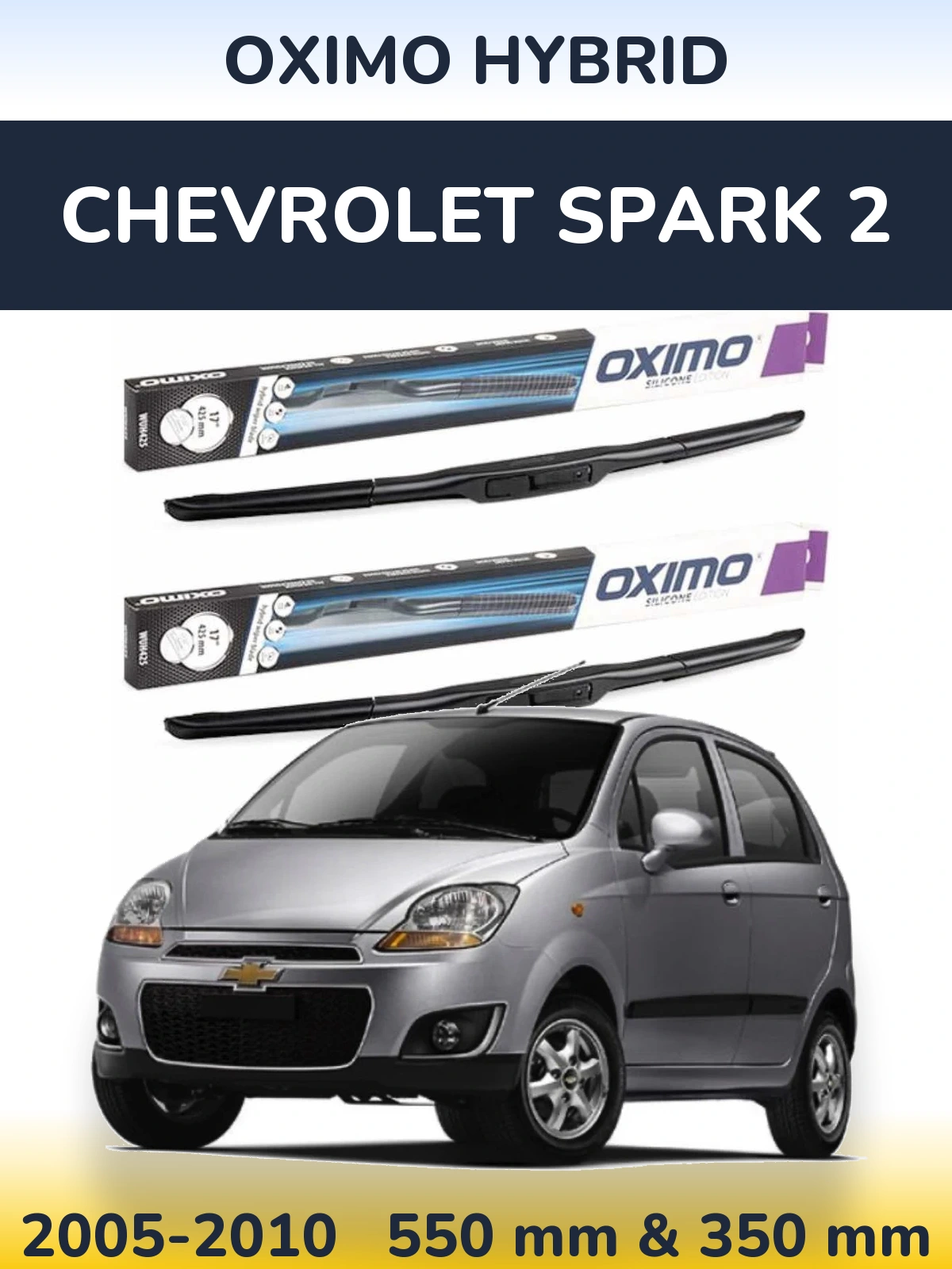 Комплект передних дворников Oximo Hybrid 550 & 350 мм для Chevrolet Spark 2 2005-2010
