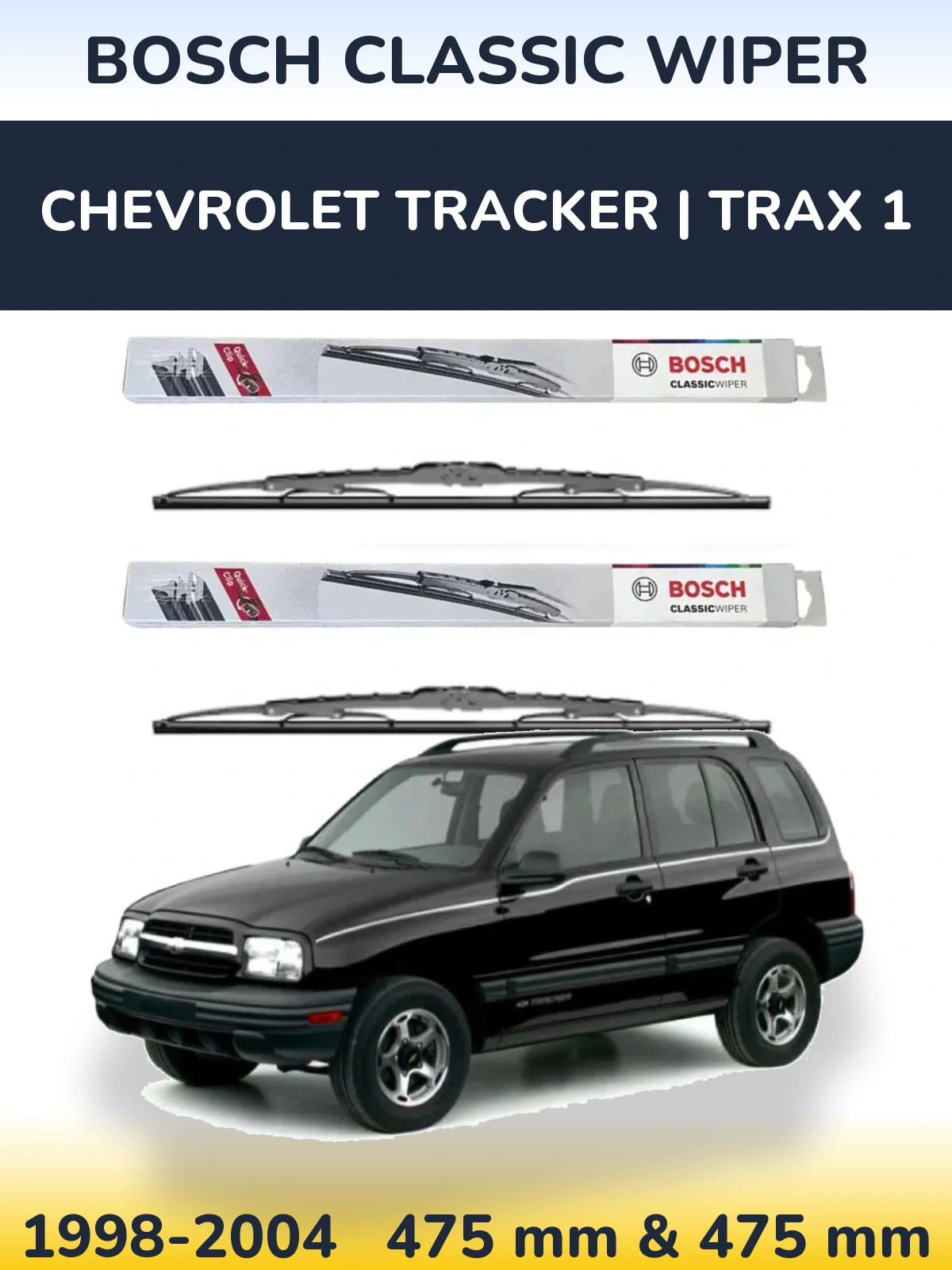 Front wiper blade set BOSCH Classic Wiper 475 & 475 мм for Chevrolet Tracker | Trax 1 1998-2004