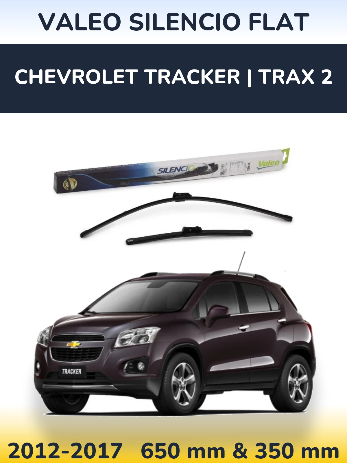 Komplet przednich wycieraczek Valeo Silencio Flat 650 & 350 mm do Chevrolet Tracker | Trax 2 2012-2017