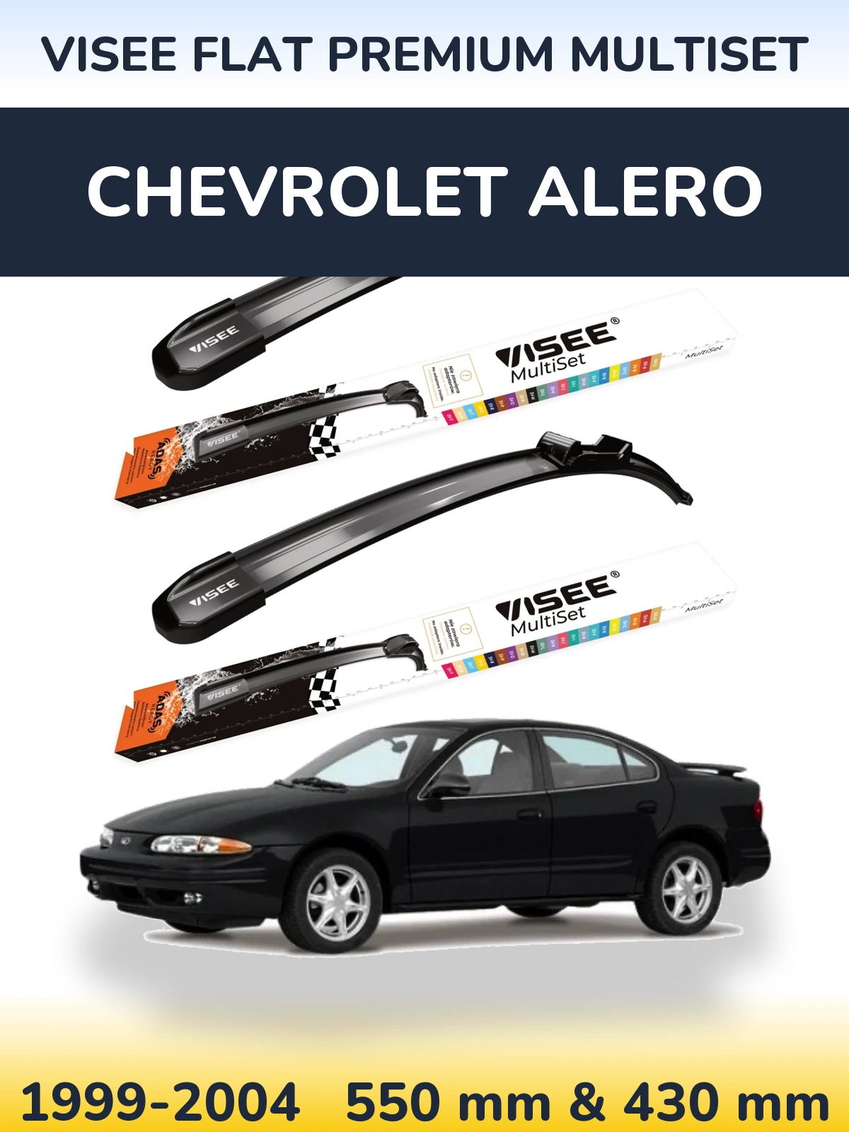 Комплект передніх щіток VISEE FLAT PREMIUM MultiSet 550 & 430 мм для Chevrolet Alero 1999-2004