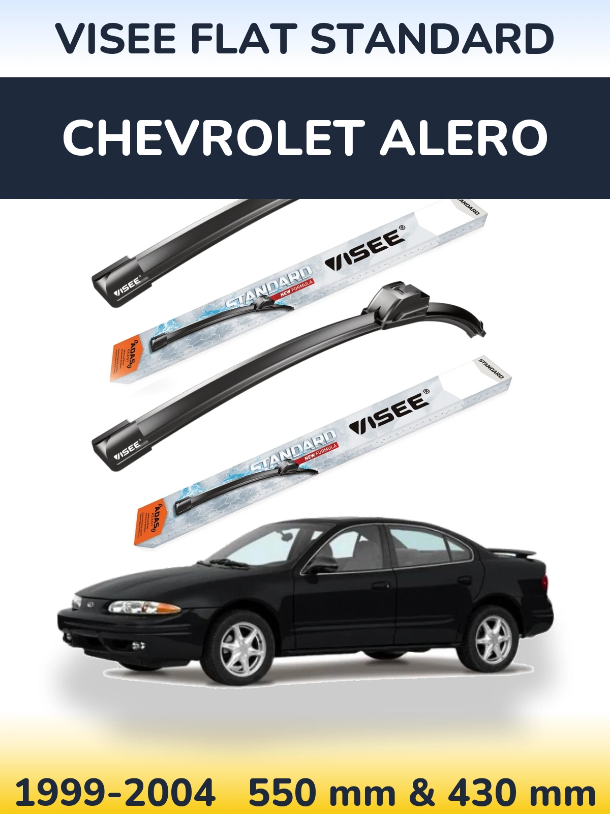 Komplet przednich wycieraczek VISEE FLAT STANDARD 550 & 430 mm do Chevrolet Alero 1999-2004