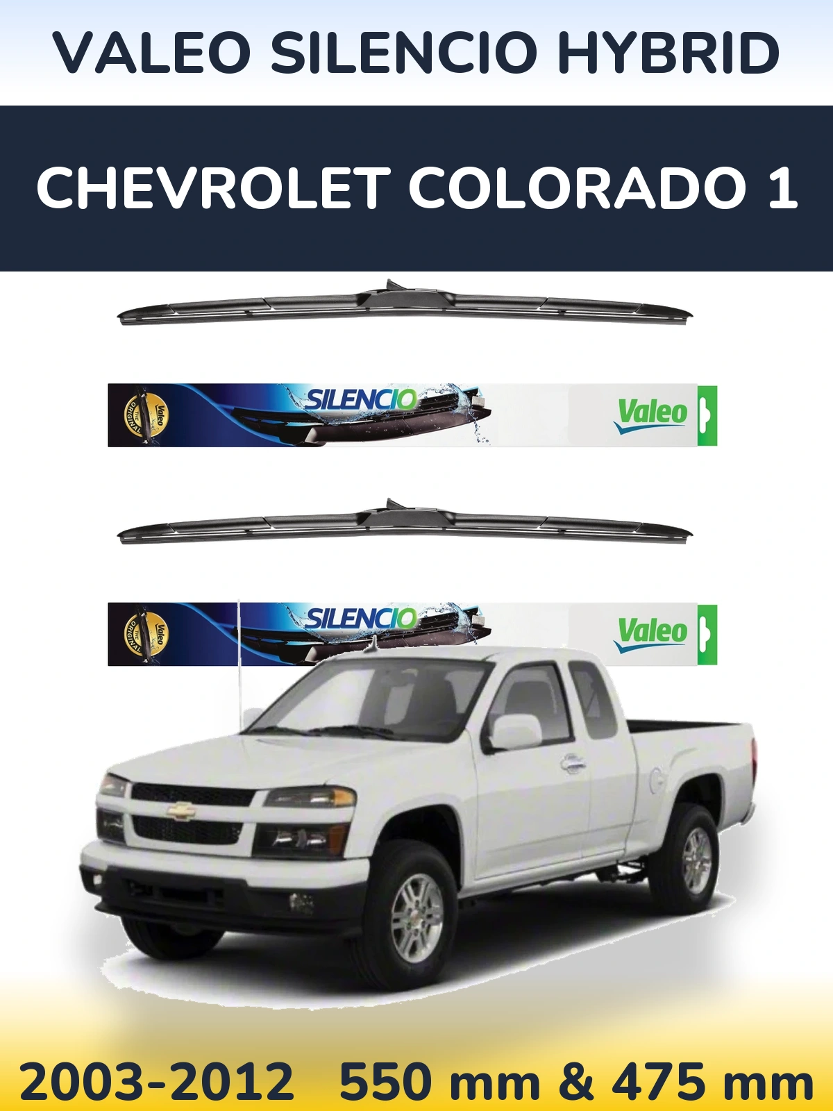 Комплект передних дворников Valeo Silencio Hybrid 550 & 475 мм для Chevrolet Colorado 1 2003-2012