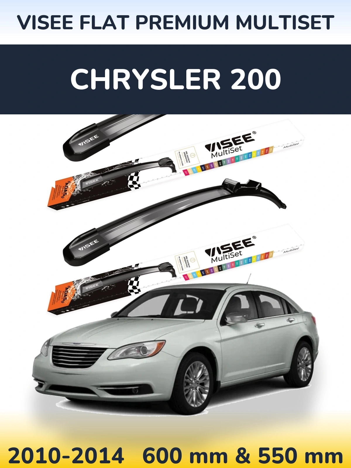 Front wiper blade set VISEE FLAT PREMIUM MultiSet 600 & 550 мм for Chrysler 200 2010-2014