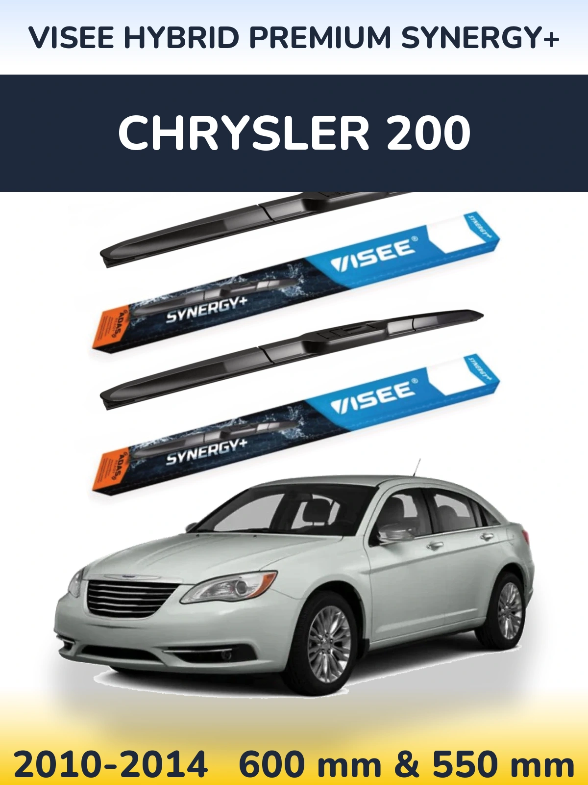 Komplet przednich wycieraczek VISEE HYBRID PREMIUM SYNERGY+ 600 & 550 mm do Chrysler 200 2010-2014