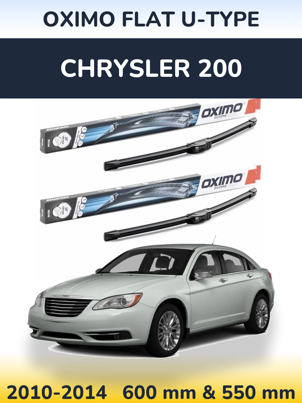 Front wiper blade set Oximo Flat U-type 600 & 550 мм for Chrysler 200 2010-2014