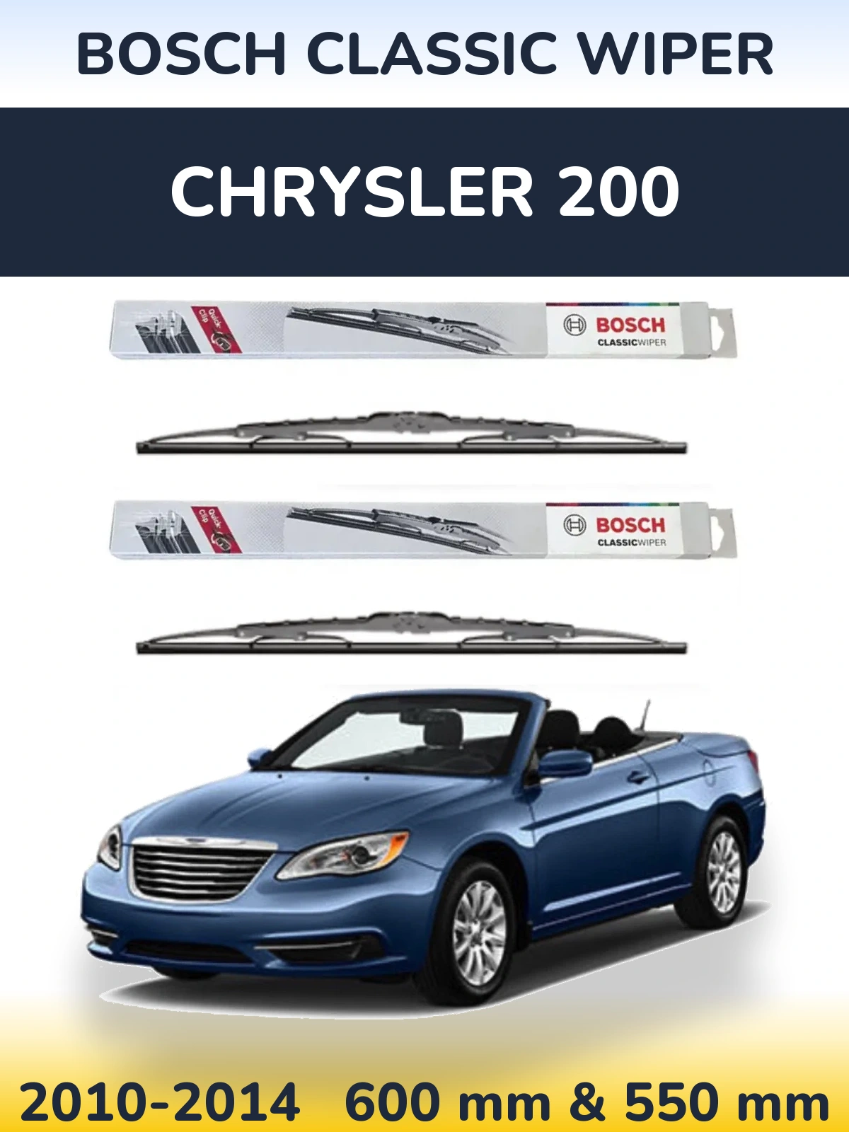 Komplet przednich wycieraczek BOSCH Classic Wiper 600 & 550 mm do Chrysler 200 2010-2014
