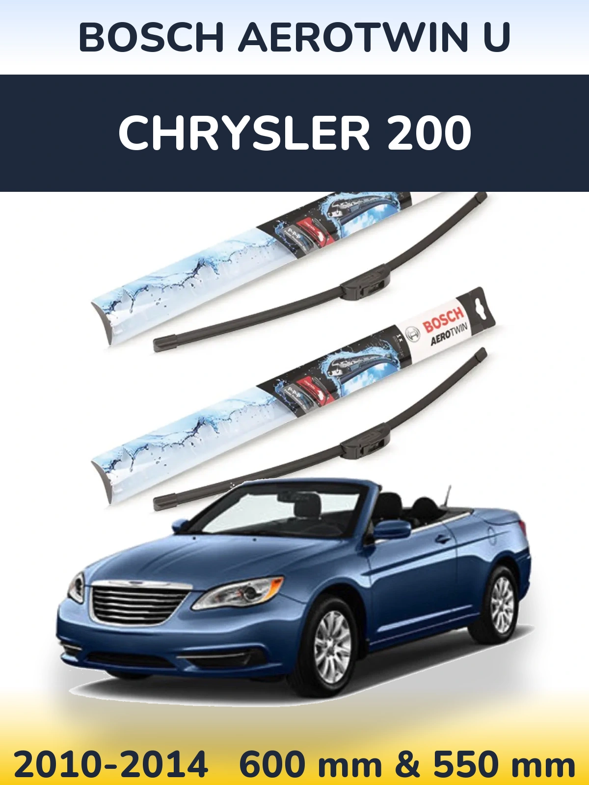 Комплект передних дворников BOSCH AeroTwin U 600 & 550 мм для Chrysler 200 2010-2014