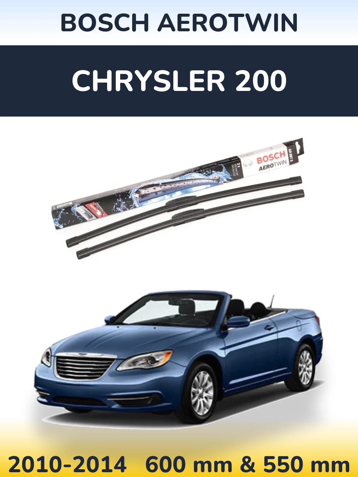 Komplet przednich wycieraczek BOSCH AeroTwin 600 & 550 mm do Chrysler 200 2010-2014