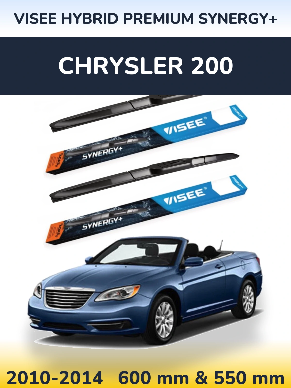 Комплект передніх щіток VISEE HYBRID PREMIUM SYNERGY+ 600 & 550 мм для Chrysler 200 2010-2014