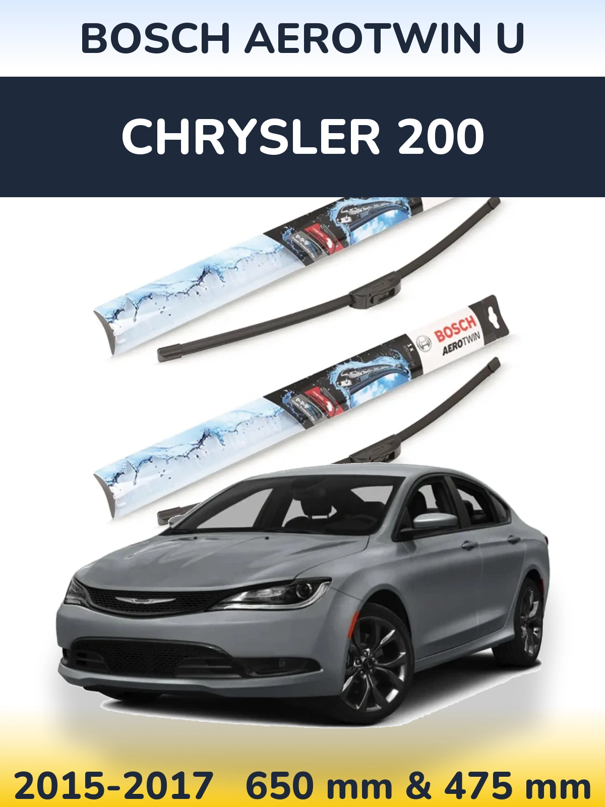 Komplet przednich wycieraczek BOSCH AeroTwin U 650 & 475 mm do Chrysler 200 2015-2017