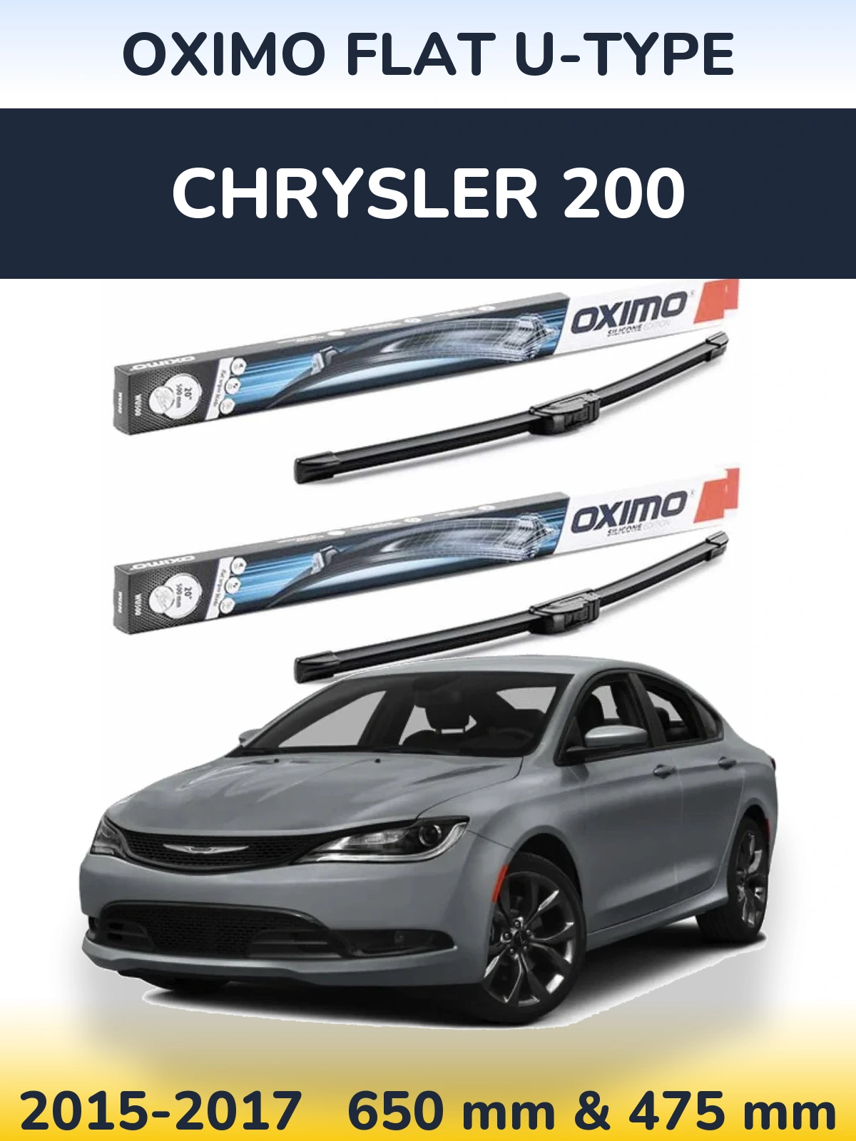 Komplet przednich wycieraczek Oximo Flat U-type 650 & 475 mm do Chrysler 200 2015-2017