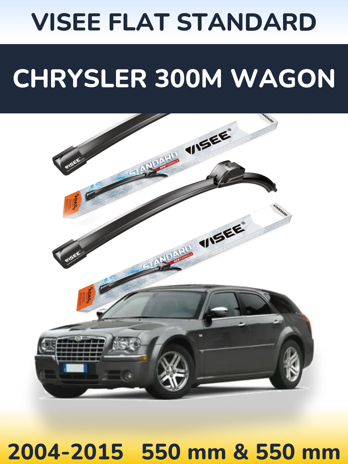 Komplet przednich wycieraczek VISEE FLAT STANDARD 550 & 550 mm do Chrysler 300M Wagon 2004-2015