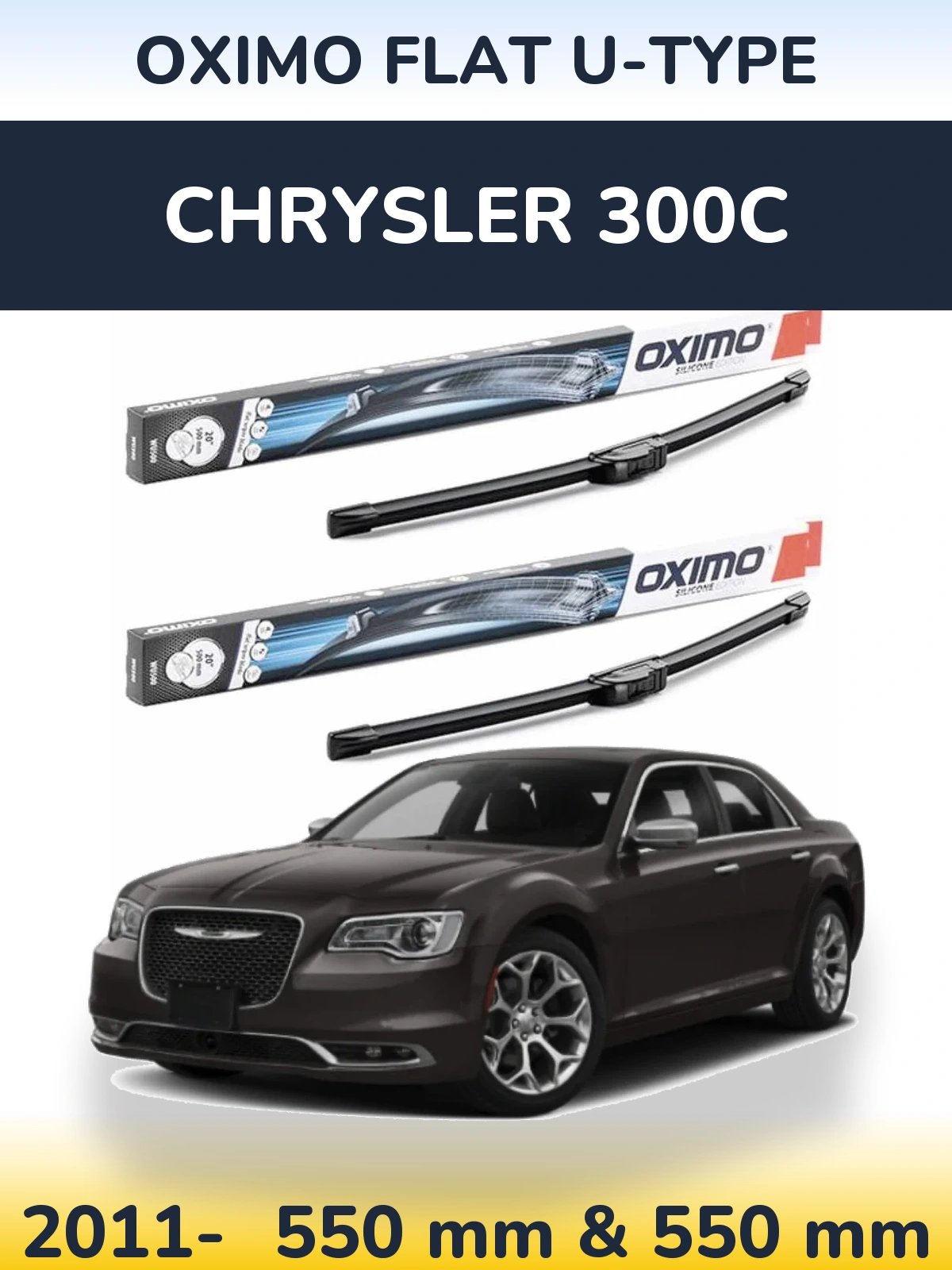 Front wiper blade set Oximo Flat U-type 550 & 550 мм for Chrysler 300C 2011-2026