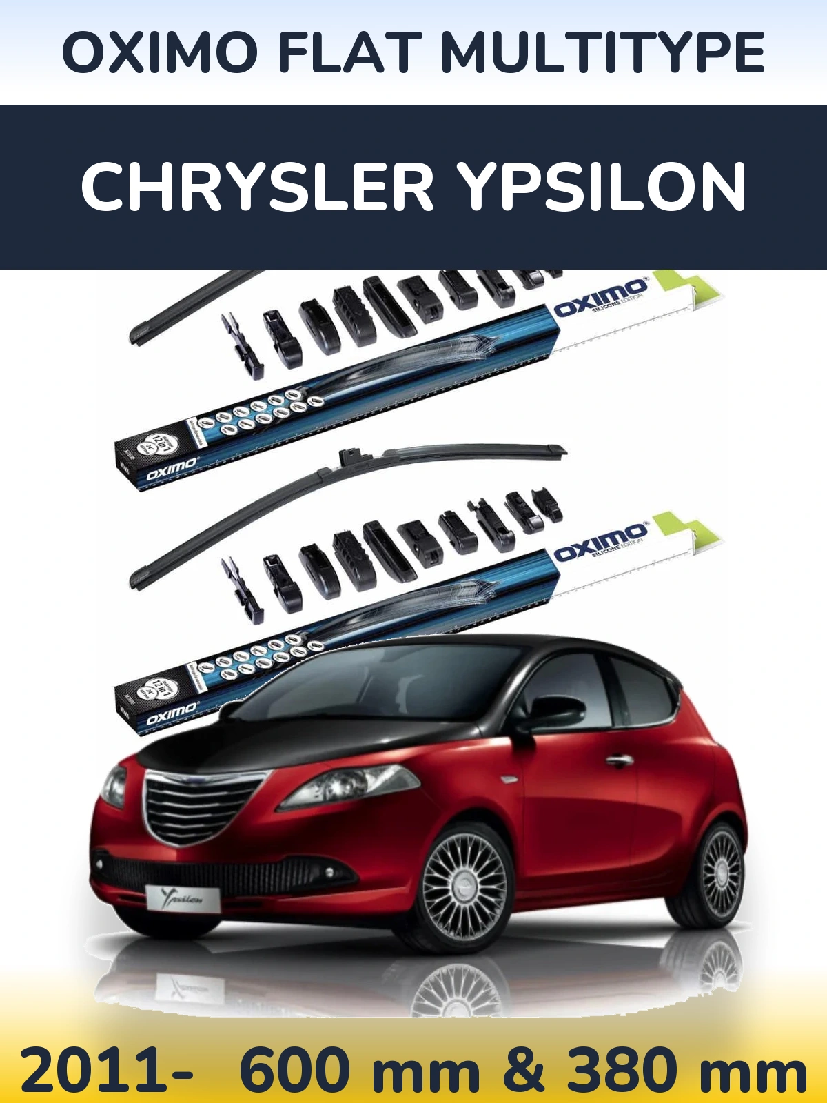 Komplet przednich wycieraczek Oximo Flat MultiType 600 & 380 mm do Chrysler Ypsilon 2011-2026