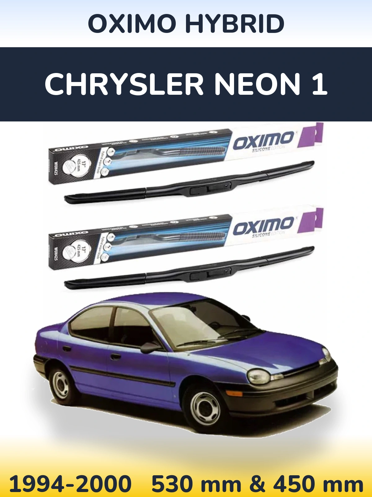 Front wiper blade set Oximo Hybrid 530 & 450 мм for Chrysler Neon 1 1994-2000