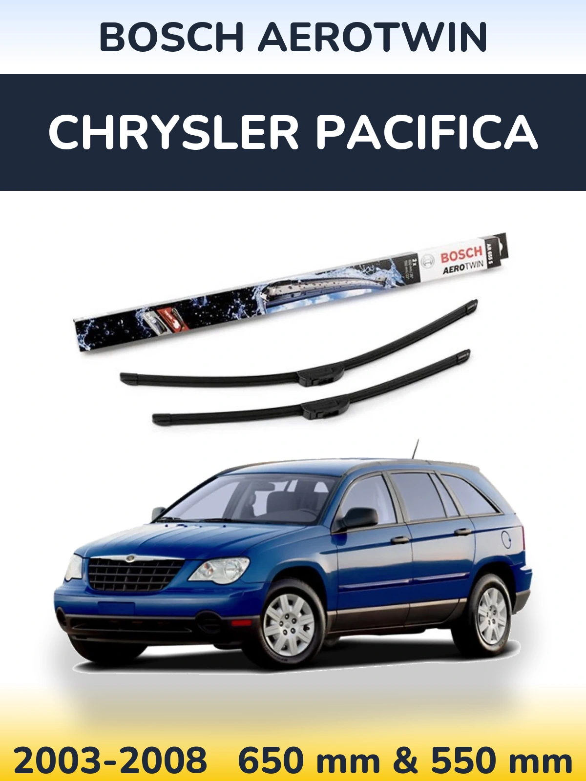 Front wiper blade set BOSCH AeroTwin 650 & 550 mm for Chrysler Pacifica 2003-2008