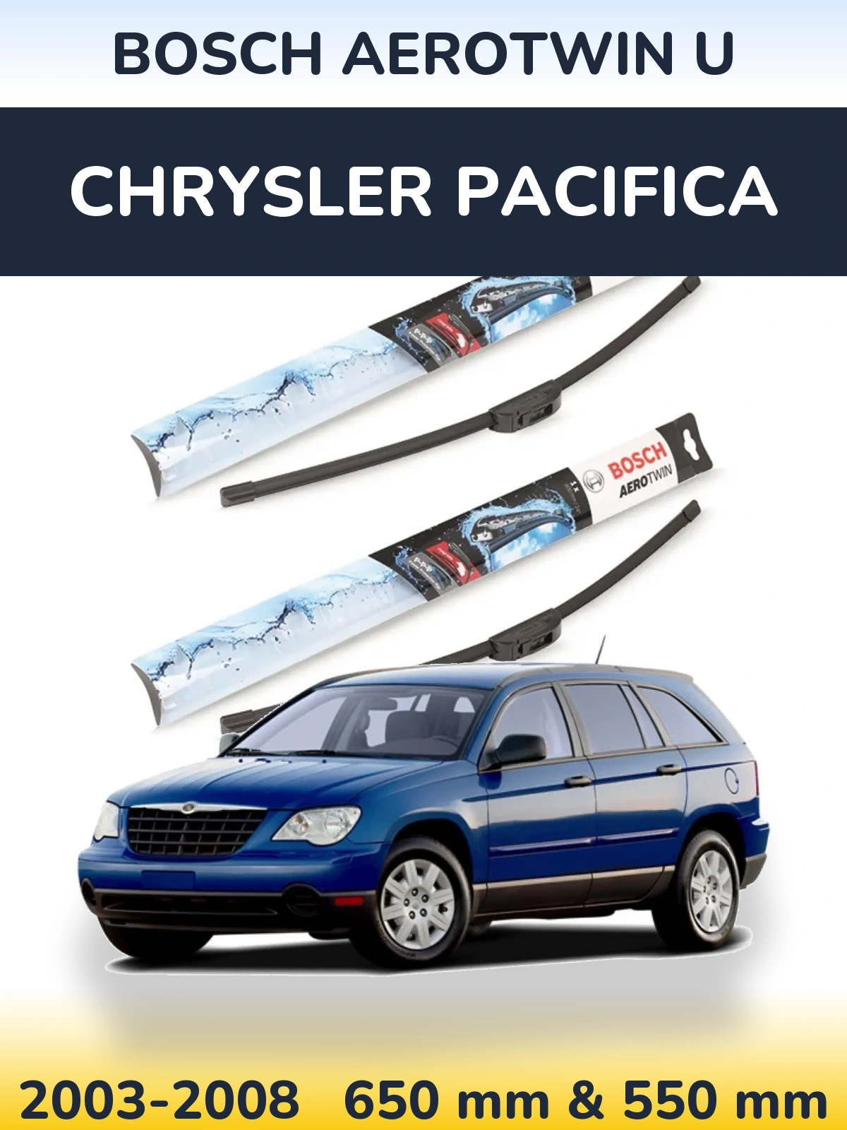 Komplet przednich wycieraczek BOSCH AeroTwin U 650 & 550 mm do Chrysler Pacifica 2003-2008