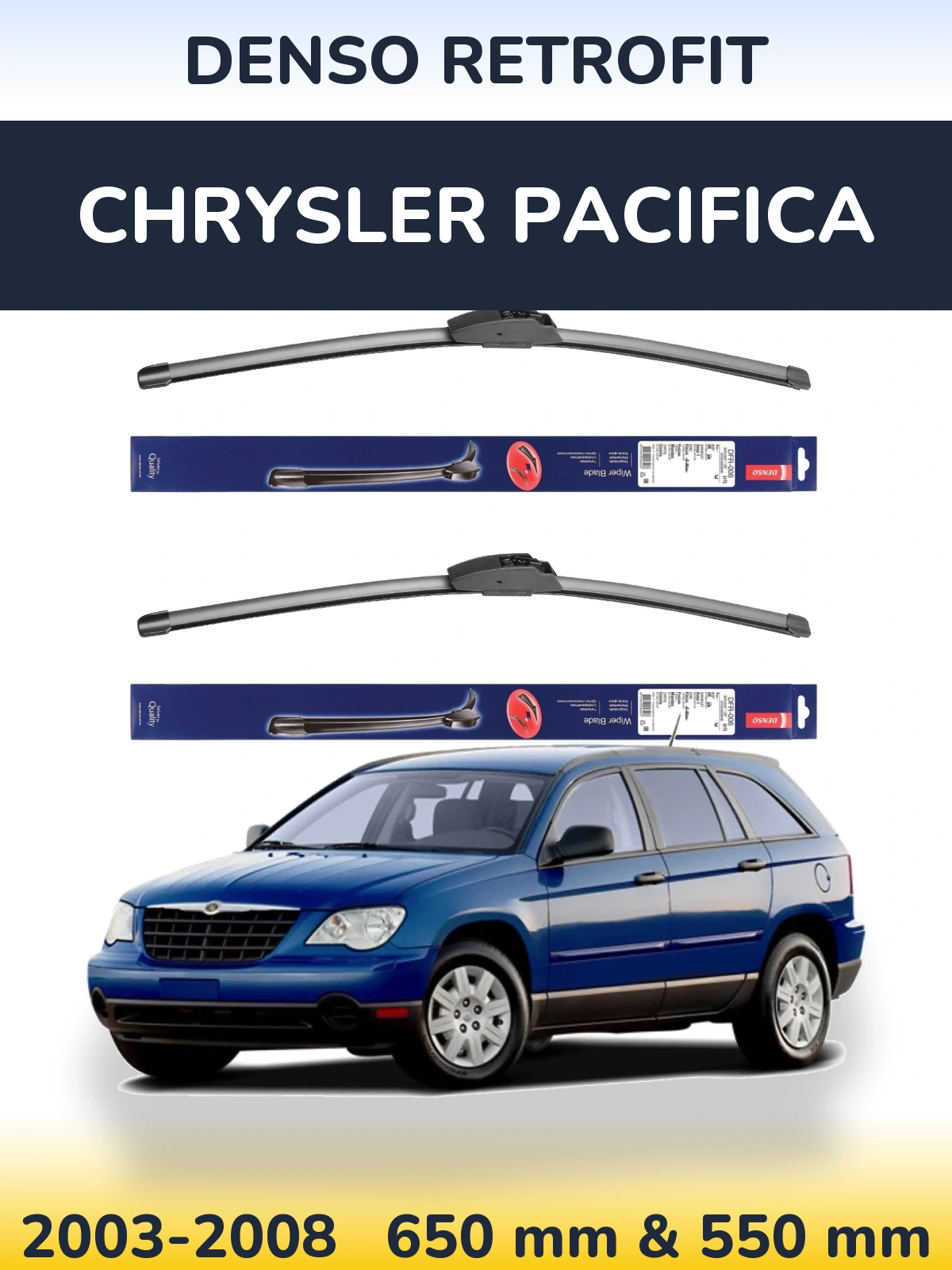 Komplet przednich wycieraczek Denso Retrofit 650 & 550 mm do Chrysler Pacifica 2003-2008