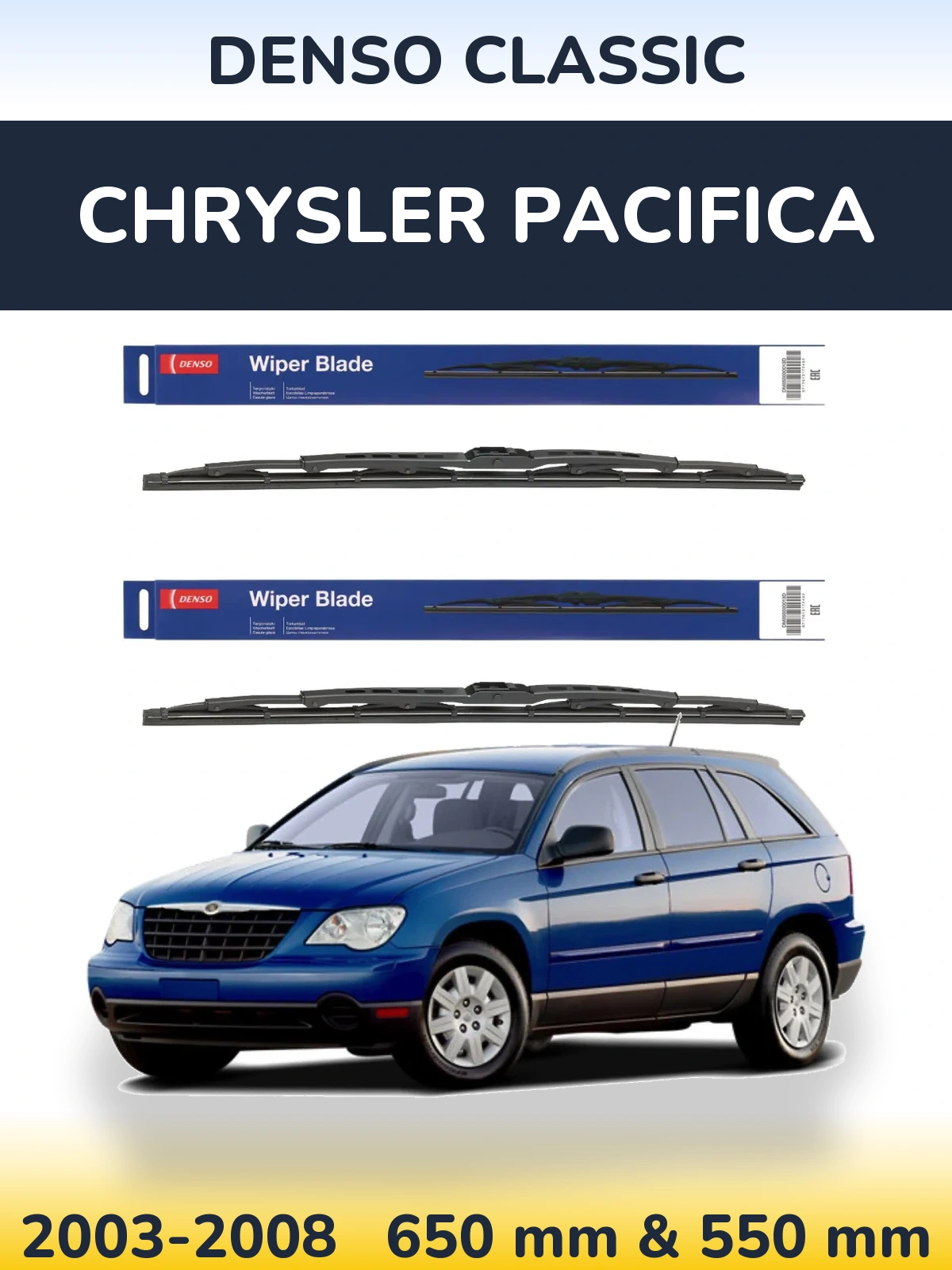 Komplet przednich wycieraczek Denso Classic 650 & 550 mm do Chrysler Pacifica 2003-2008