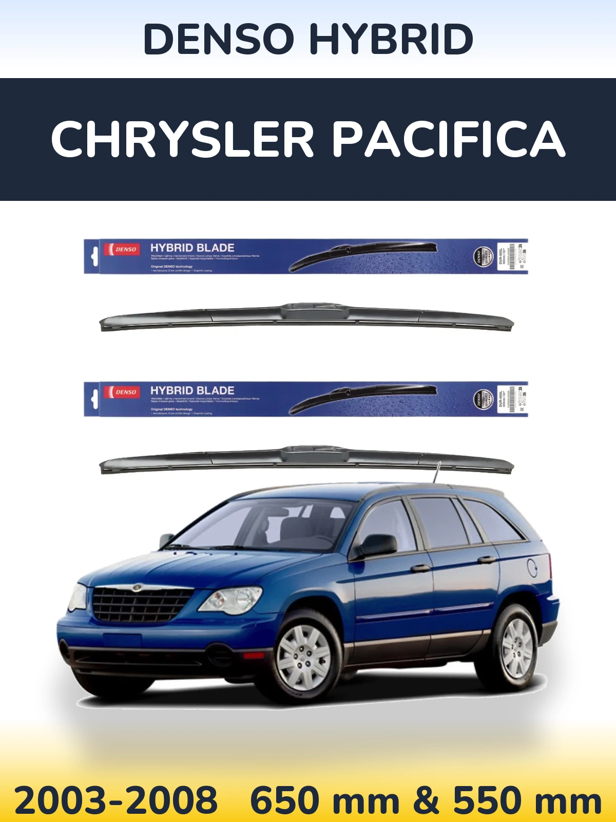 Front wiper blade set Denso Hybrid 650 & 550 мм for Chrysler Pacifica 2003-2008