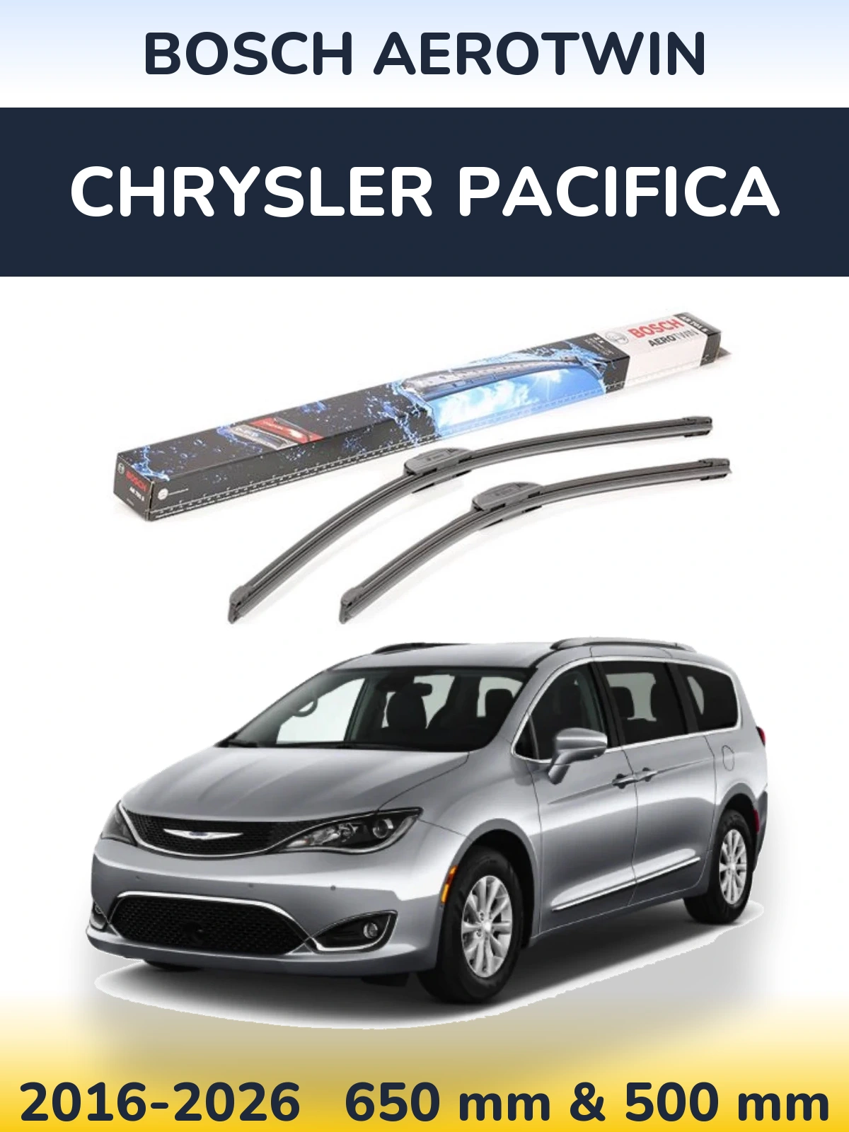 Front wiper blade set BOSCH AeroTwin 650 & 500 mm for Chrysler Pacifica 2016-2026