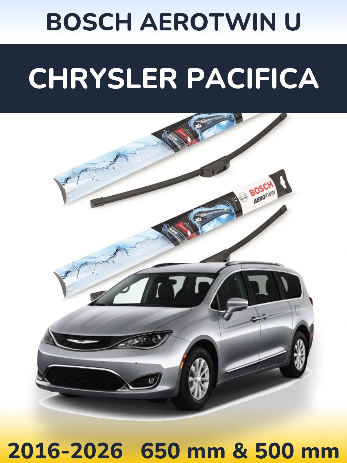 Komplet przednich wycieraczek BOSCH AeroTwin U 650 & 500 mm do Chrysler Pacifica 2016-2026