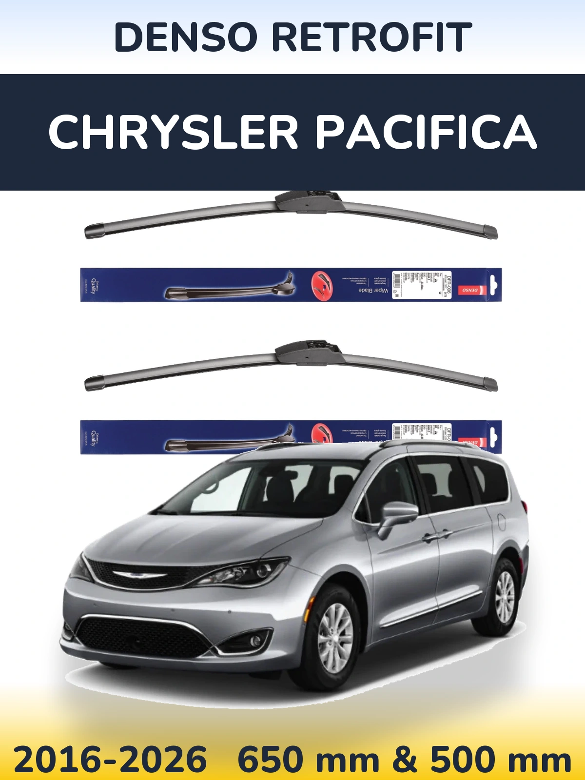 Front wiper blade set Denso Retrofit 650 & 500 мм for Chrysler Pacifica 2016-2026