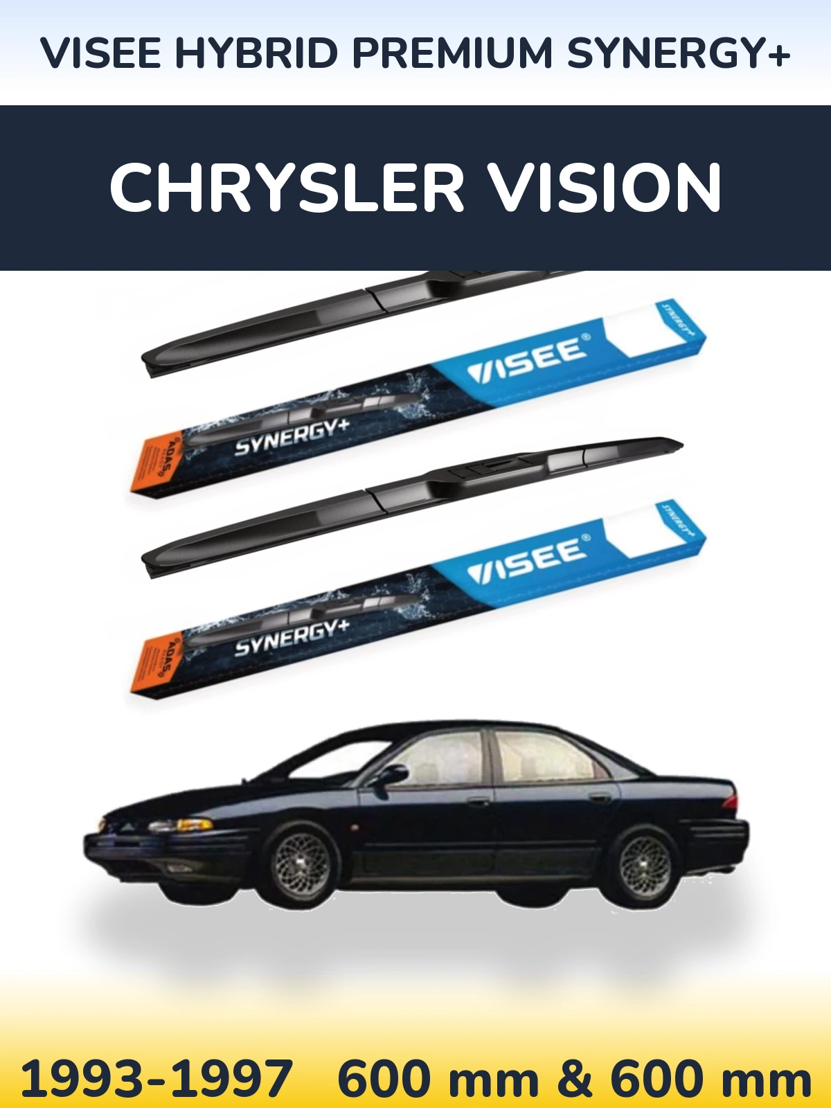 Комплект передніх щіток VISEE HYBRID PREMIUM SYNERGY+ 600 & 600 мм для Chrysler Vision 1993-1997