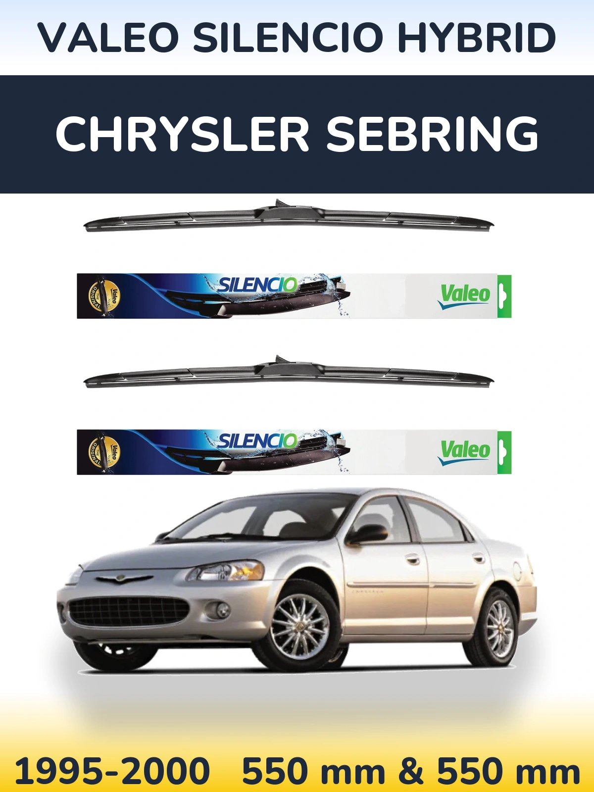 Front wiper blade set Valeo Silencio Hybrid 550 & 550 мм for Chrysler Sebring 1995-2000