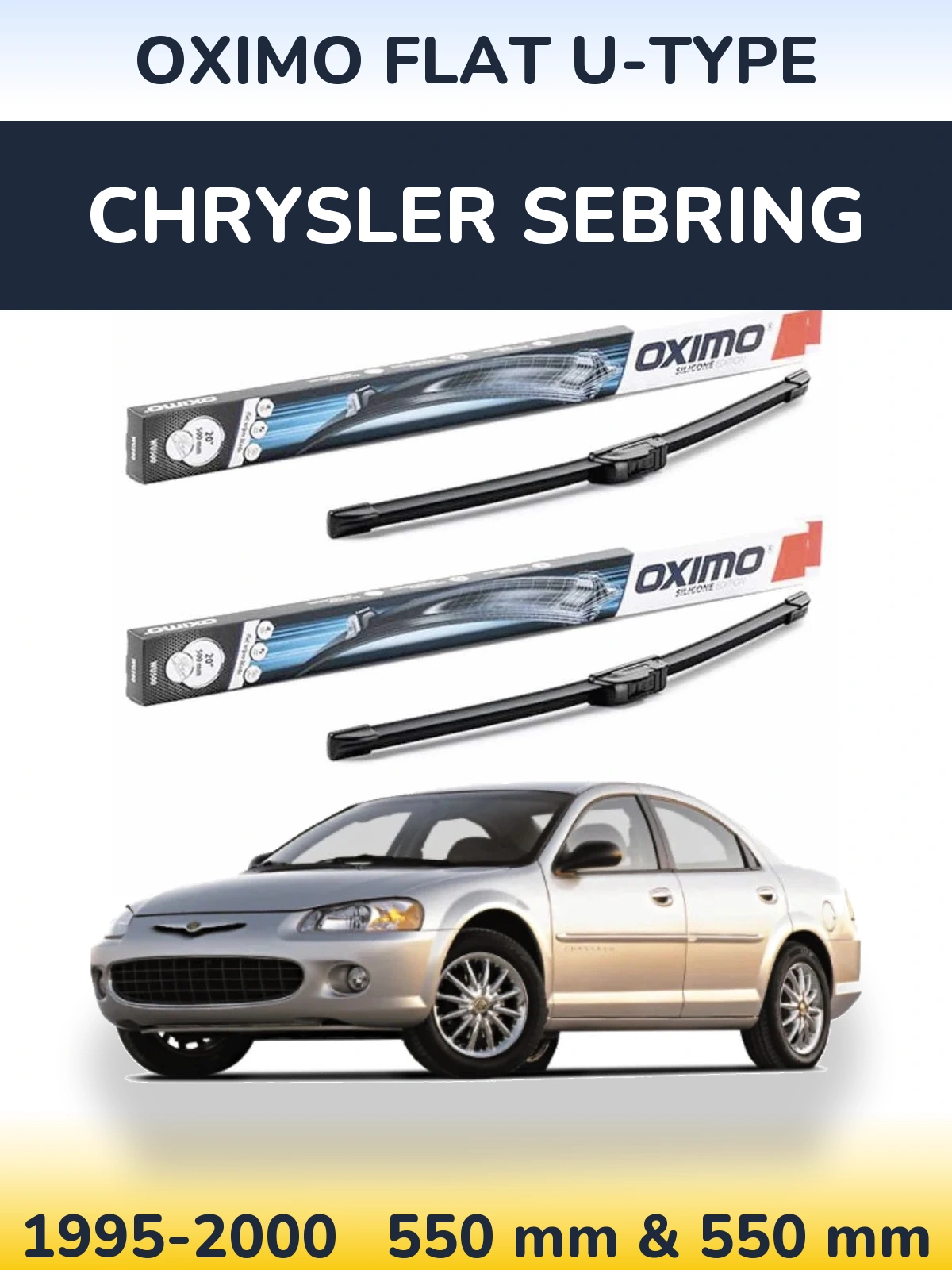 Komplet przednich wycieraczek Oximo Flat U-type 550 & 550 mm do Chrysler Sebring 1995-2000