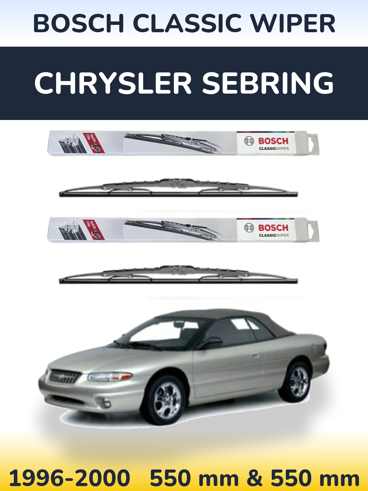 Комплект передних дворников BOSCH Classic Wiper 550 & 550 мм для Chrysler Sebring 1996-2000
