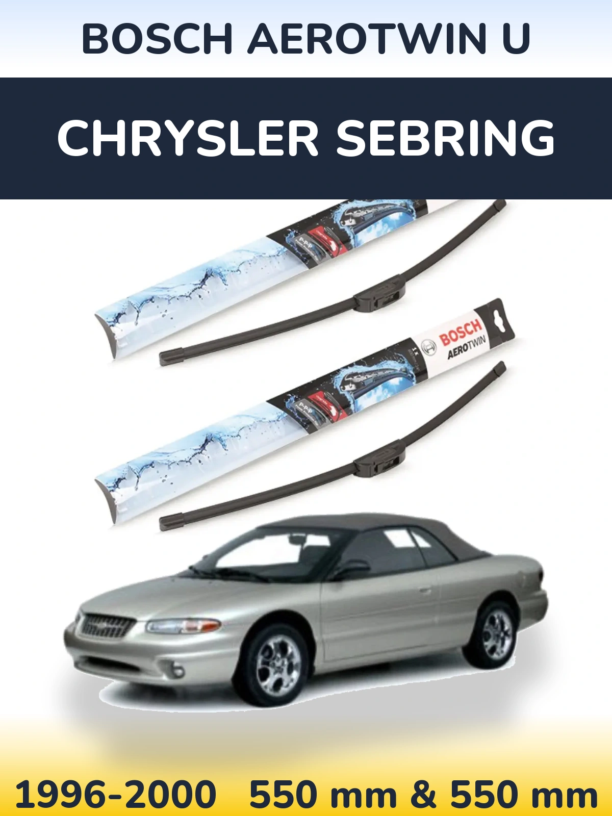 Комплект передних дворников BOSCH AeroTwin U 550 & 550 мм для Chrysler Sebring 1996-2000
