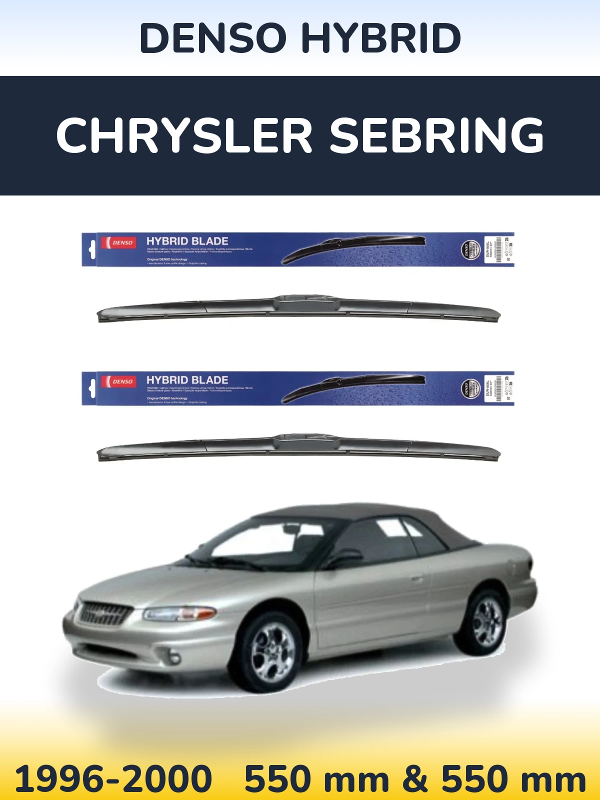 Komplet przednich wycieraczek Denso Hybrid 550 & 550 mm do Chrysler Sebring 1996-2000