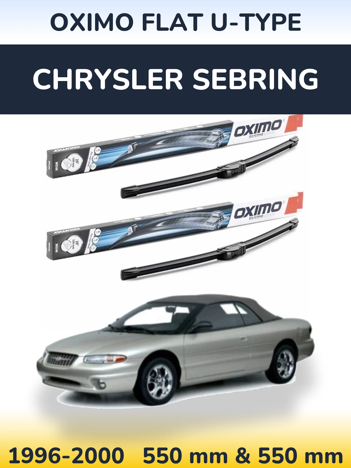 Komplet przednich wycieraczek Oximo Flat U-type 550 & 550 mm do Chrysler Sebring 1996-2000